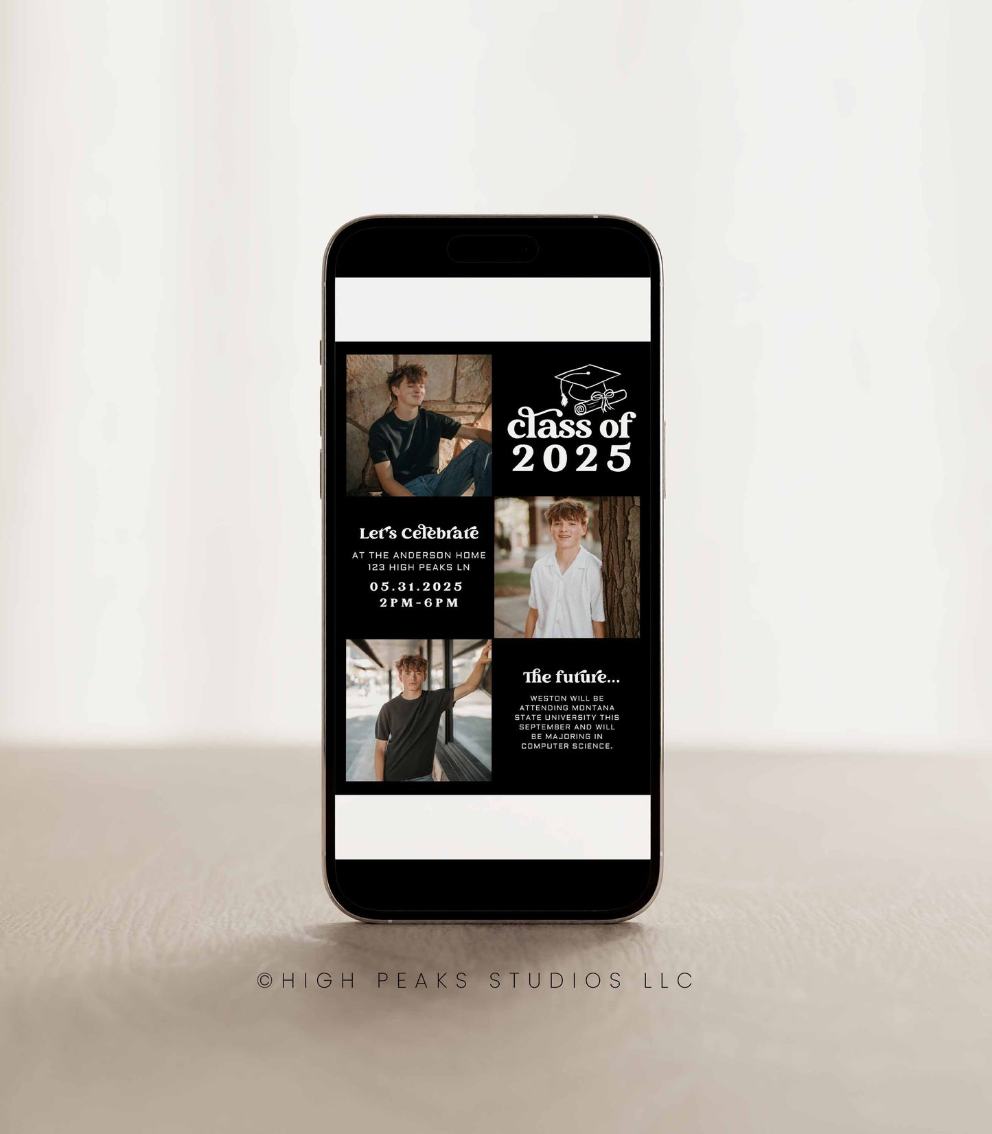 Modern Graduation Party Invitation Card - High Peaks Studios