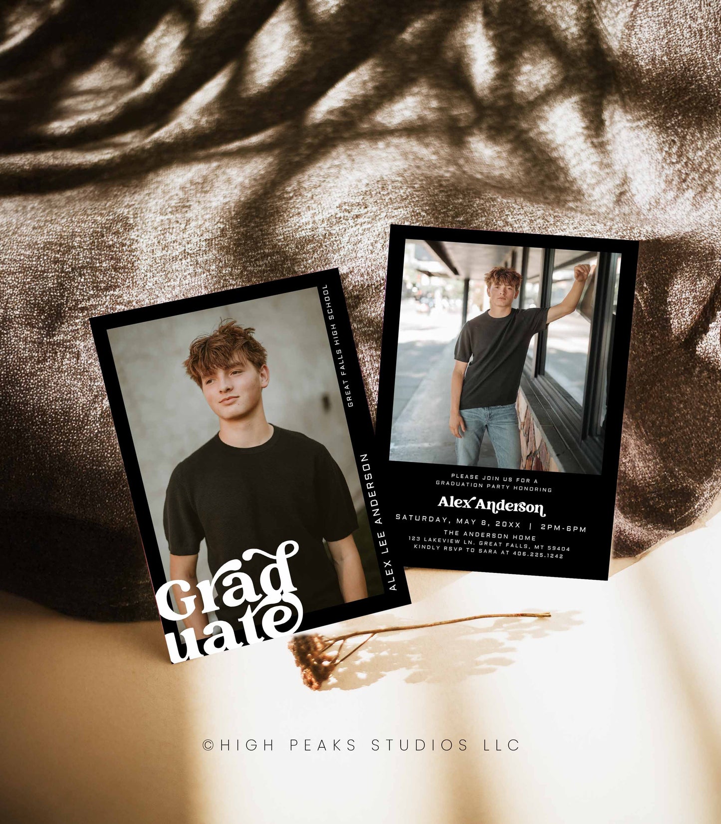 Modern Graduation Party Invitation Card - High Peaks Studios