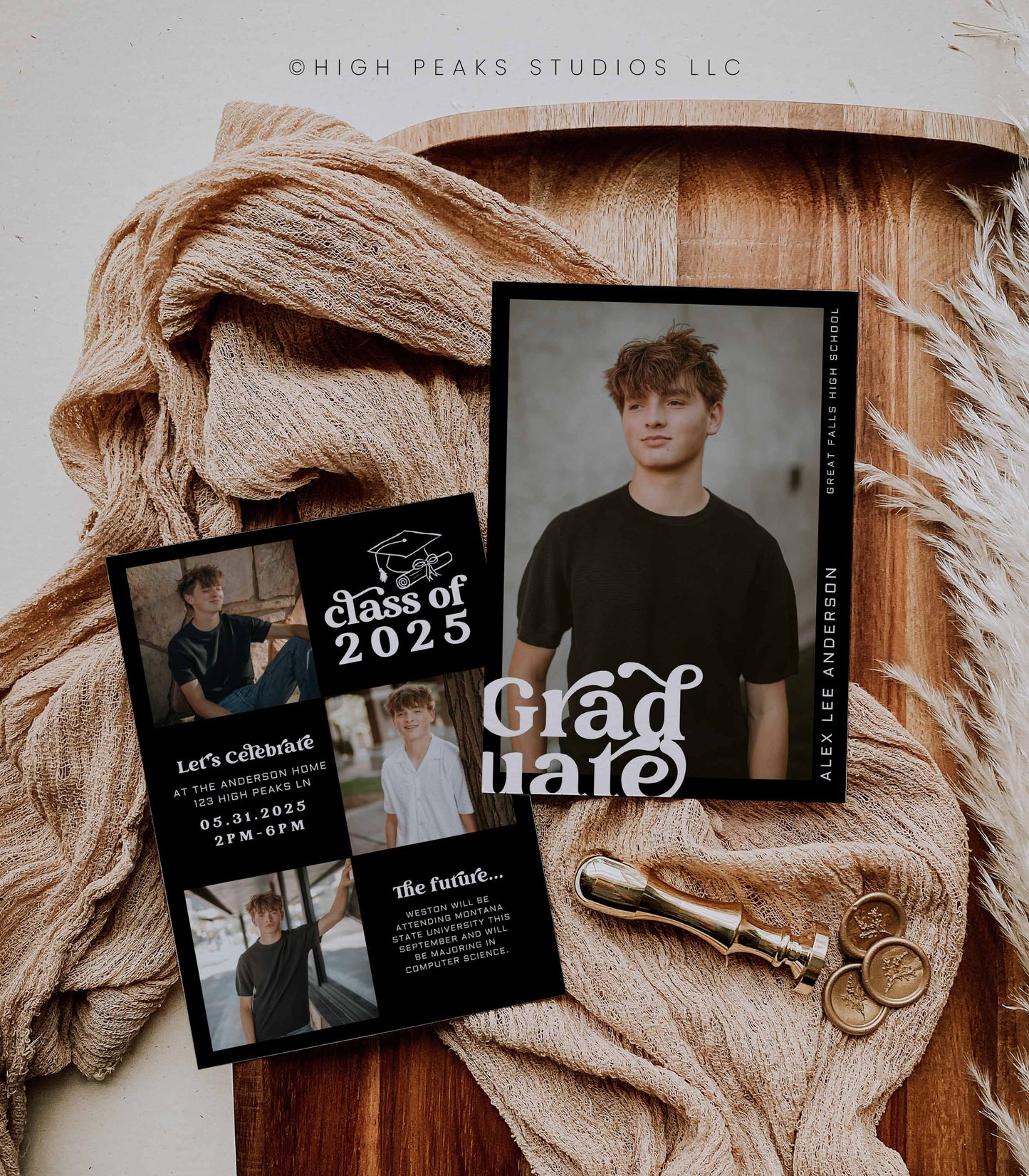 Modern Graduation Party Invitation Card - High Peaks Studios
