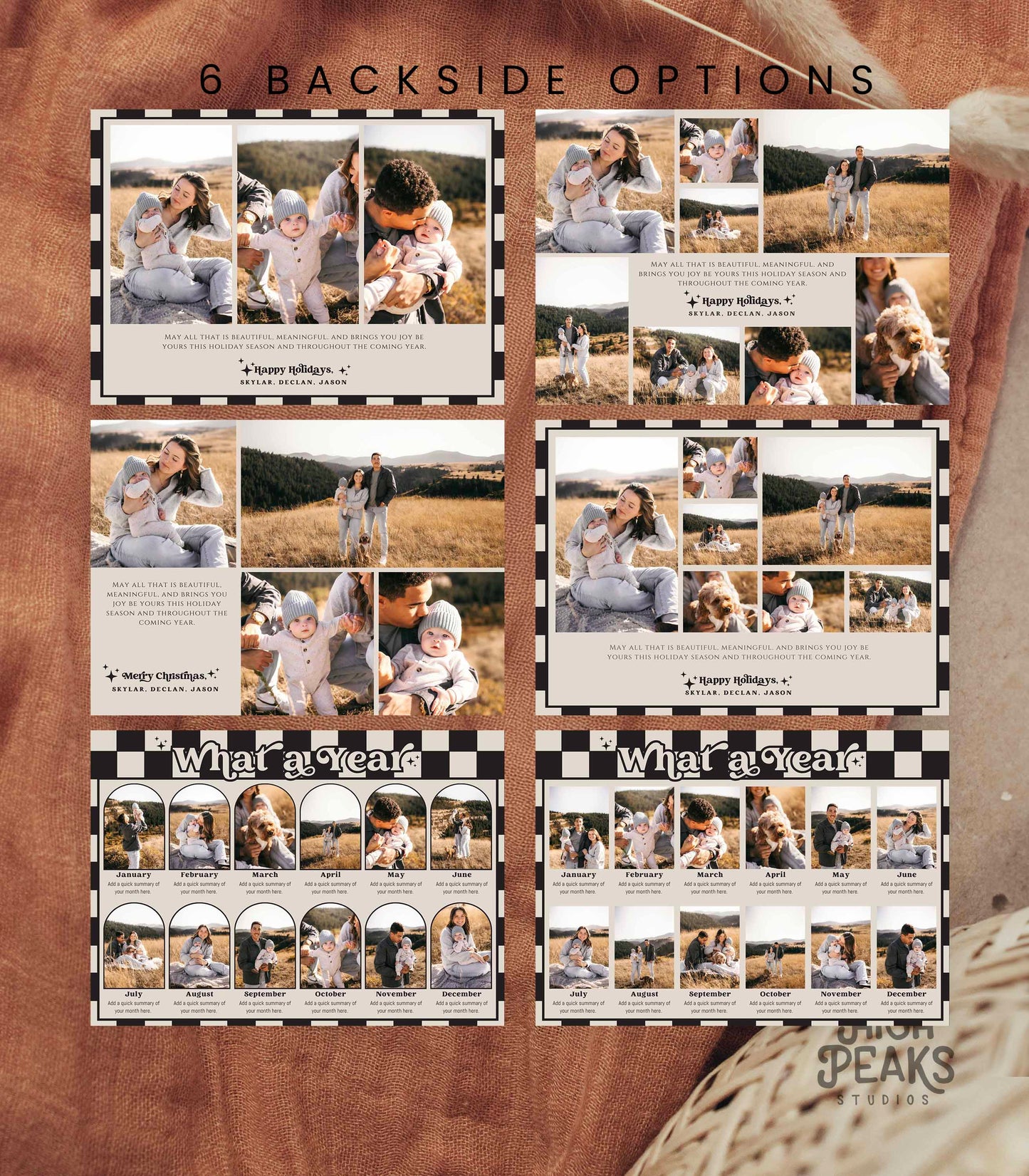 Retro Checkered Merry Vibes Only Photo Christmas Card Template - High Peaks Studios