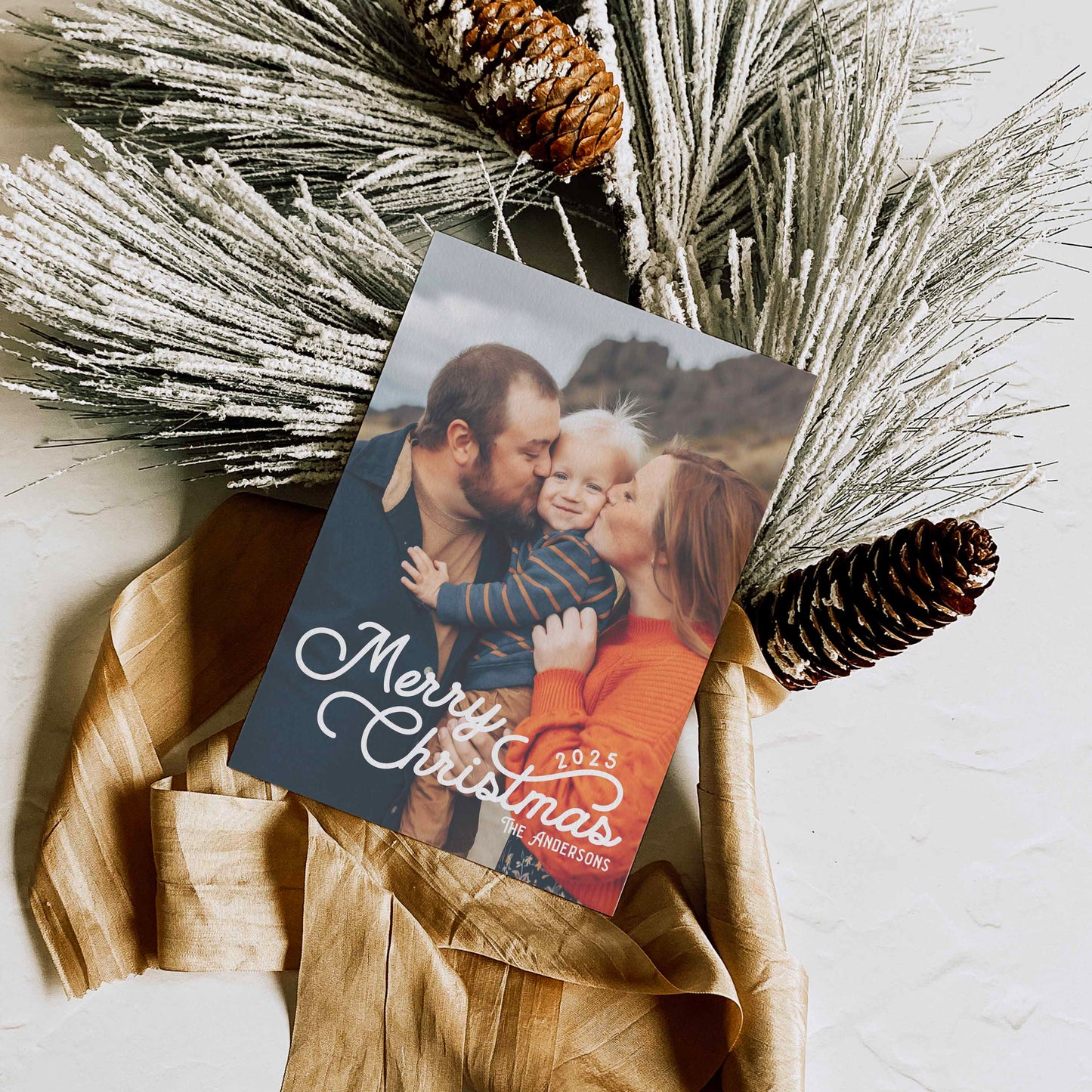 Modern Script Picture Christmas Card