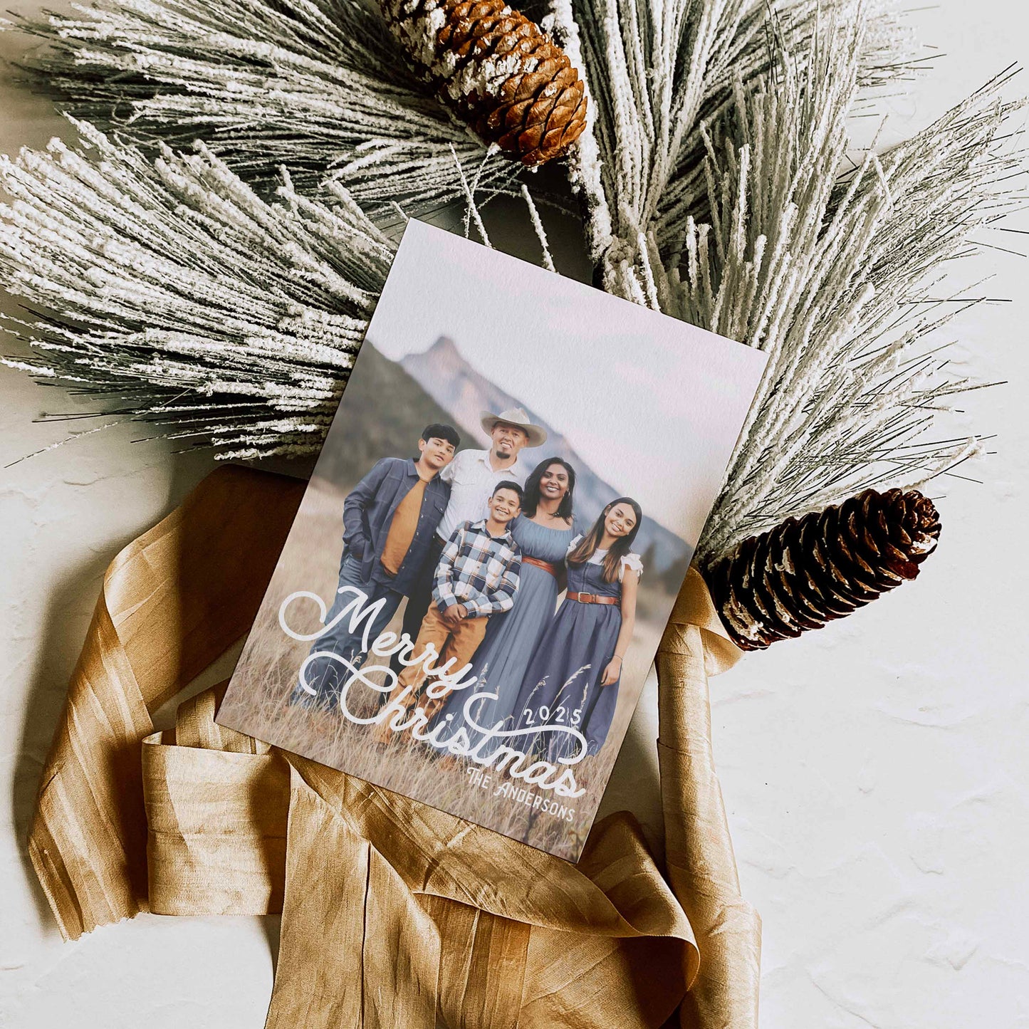 Modern Script Picture Christmas Card