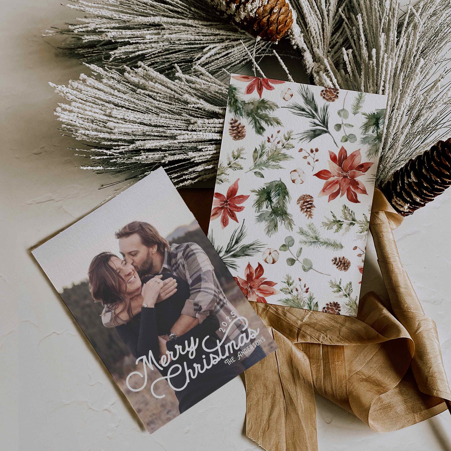 Modern Script Picture Christmas Card