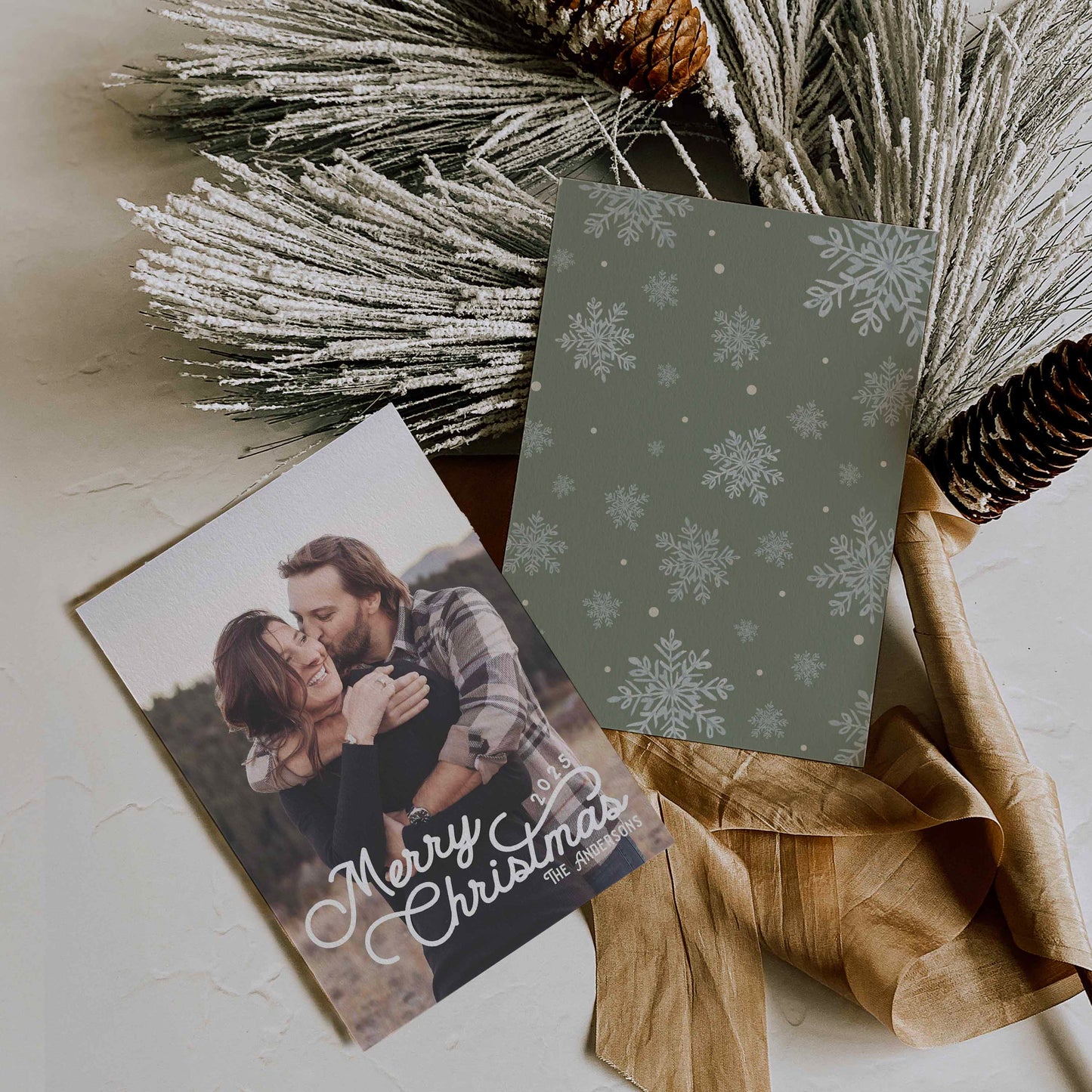 Modern Script Picture Christmas Card