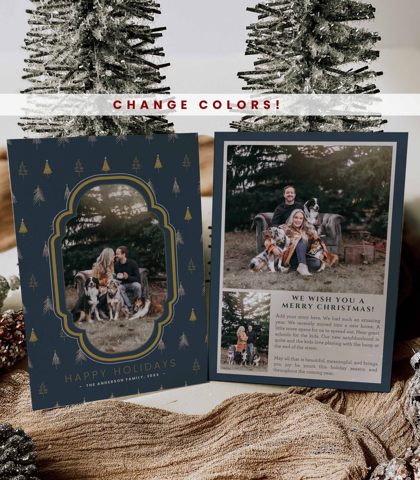 Christmas Tree with Scallop Frame Photo Christmas Card - High Peaks Studios