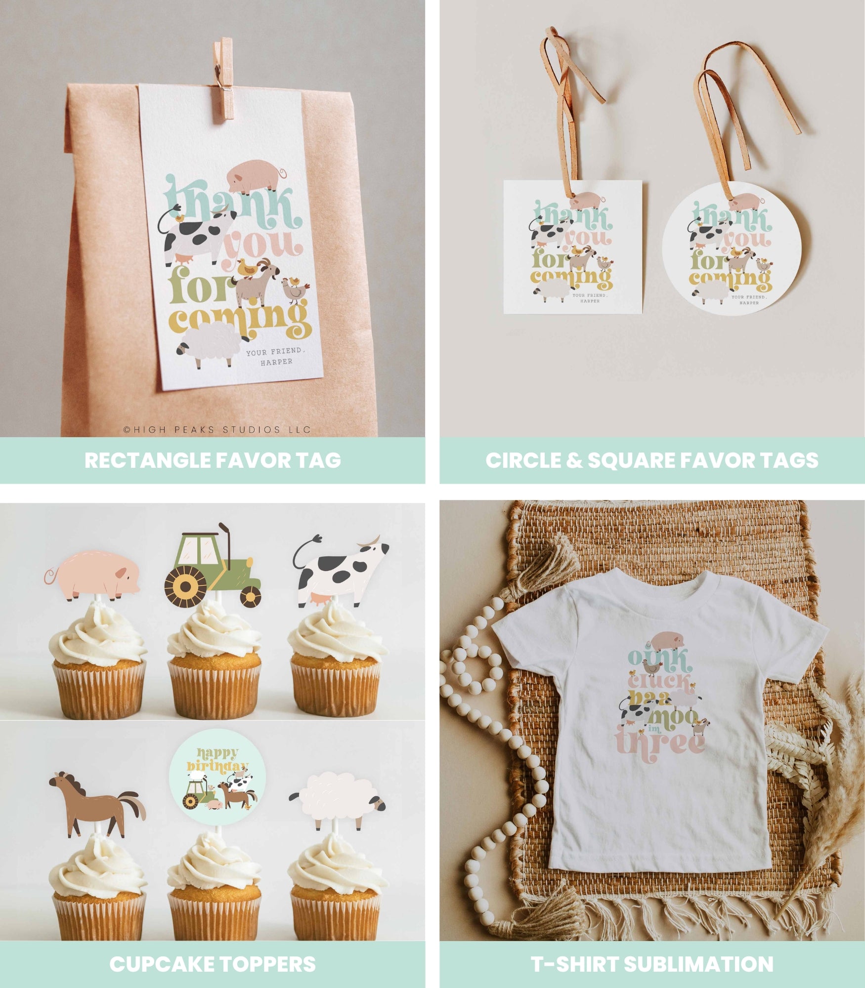 Modern Farm Birthday Bundle - Girl - High Peaks Studios