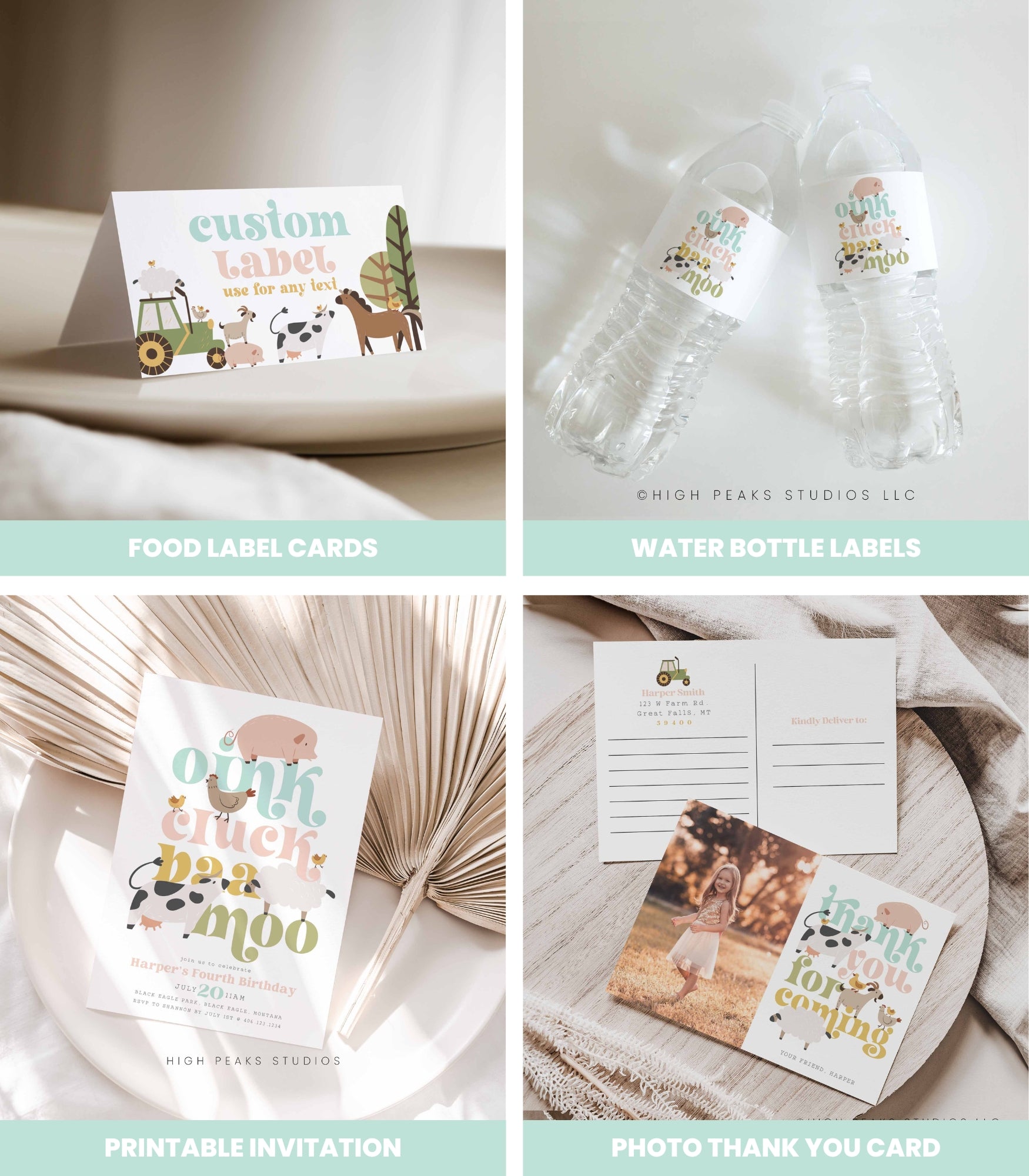 Modern Farm Birthday Bundle - Girl - High Peaks Studios
