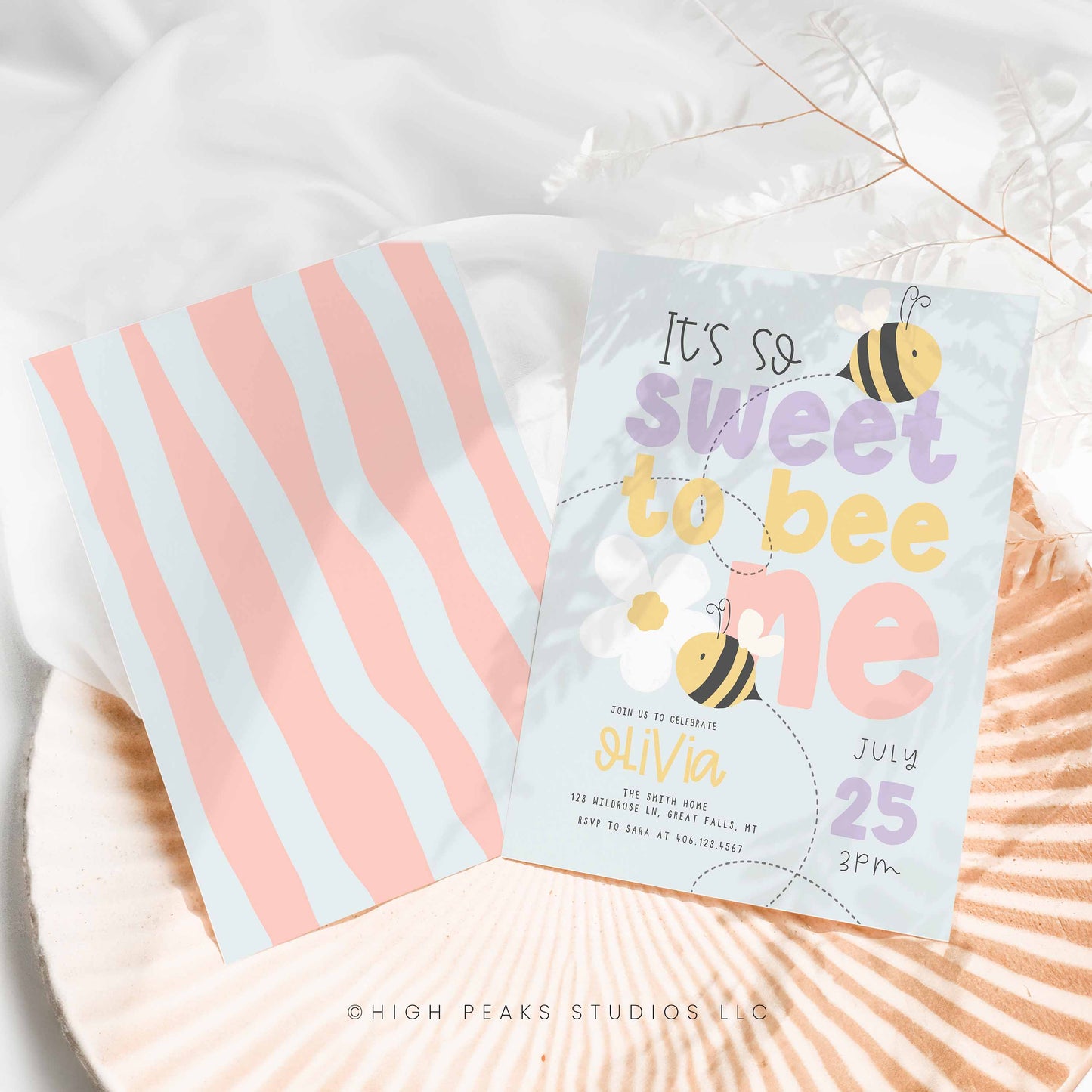 Sweet To Bee One Birthday Invitation Template by High Peaks Studios