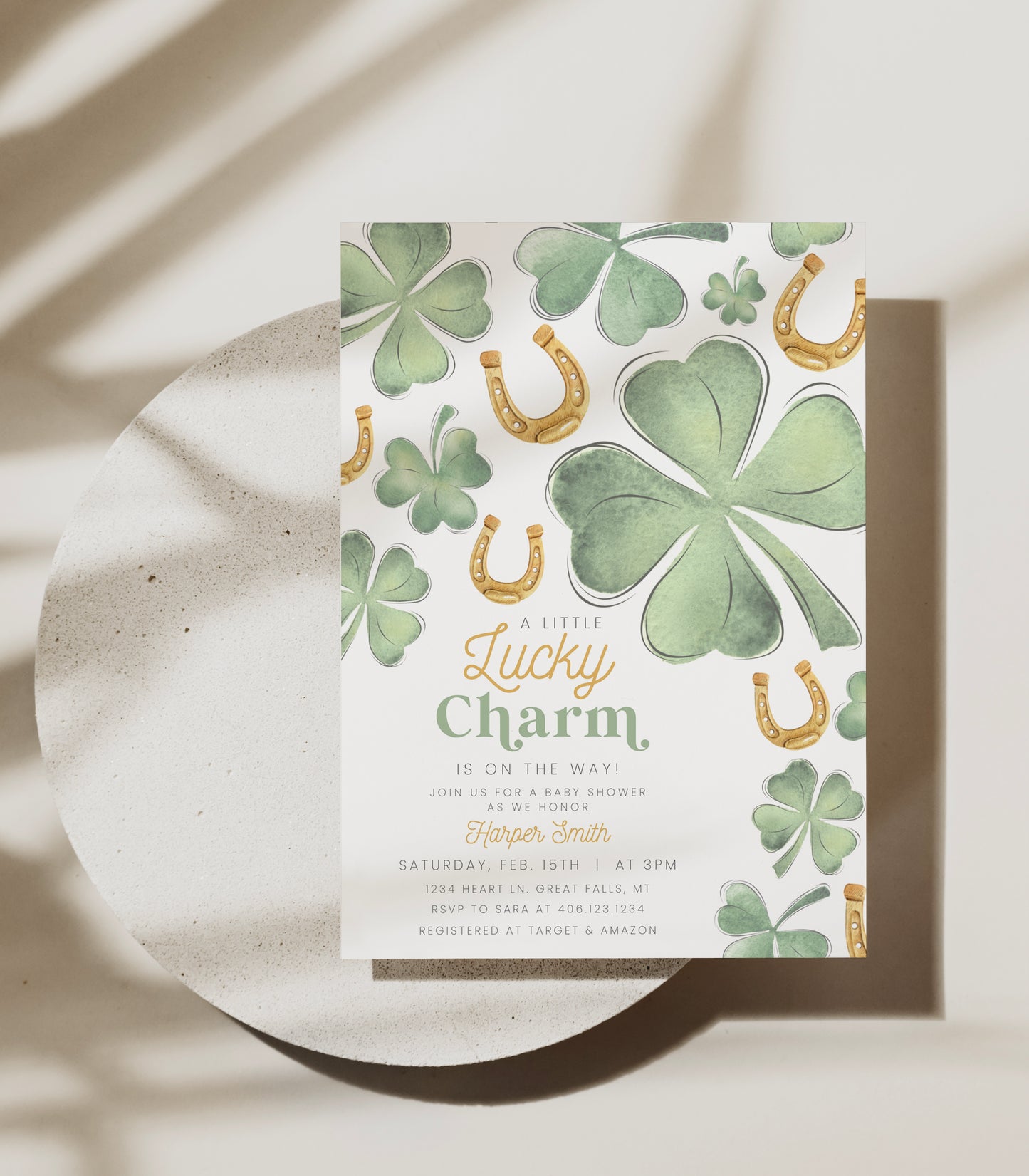 Lucky Charm Baby Shower Invitation - High Peaks Studios