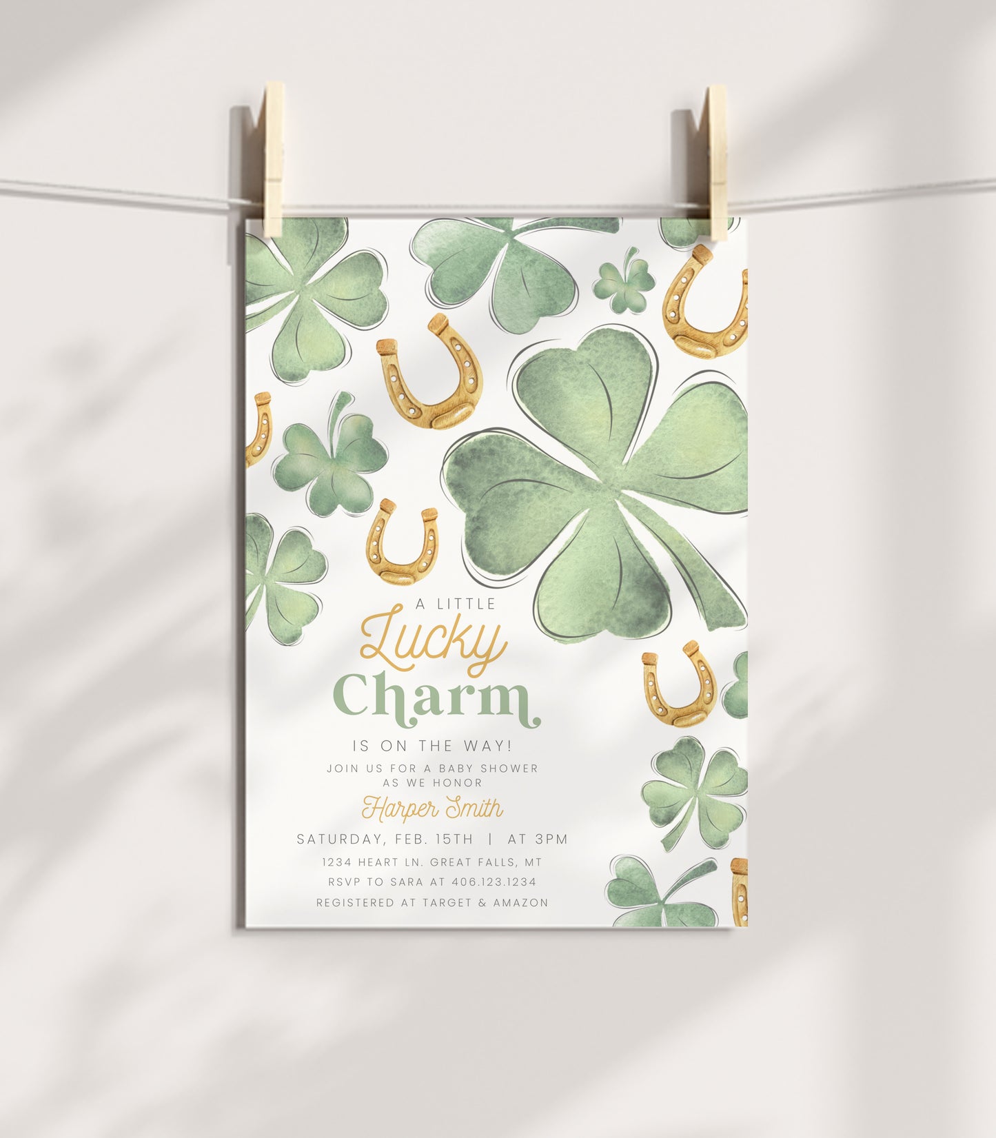 Lucky Charm Baby Shower Invitation - High Peaks Studios