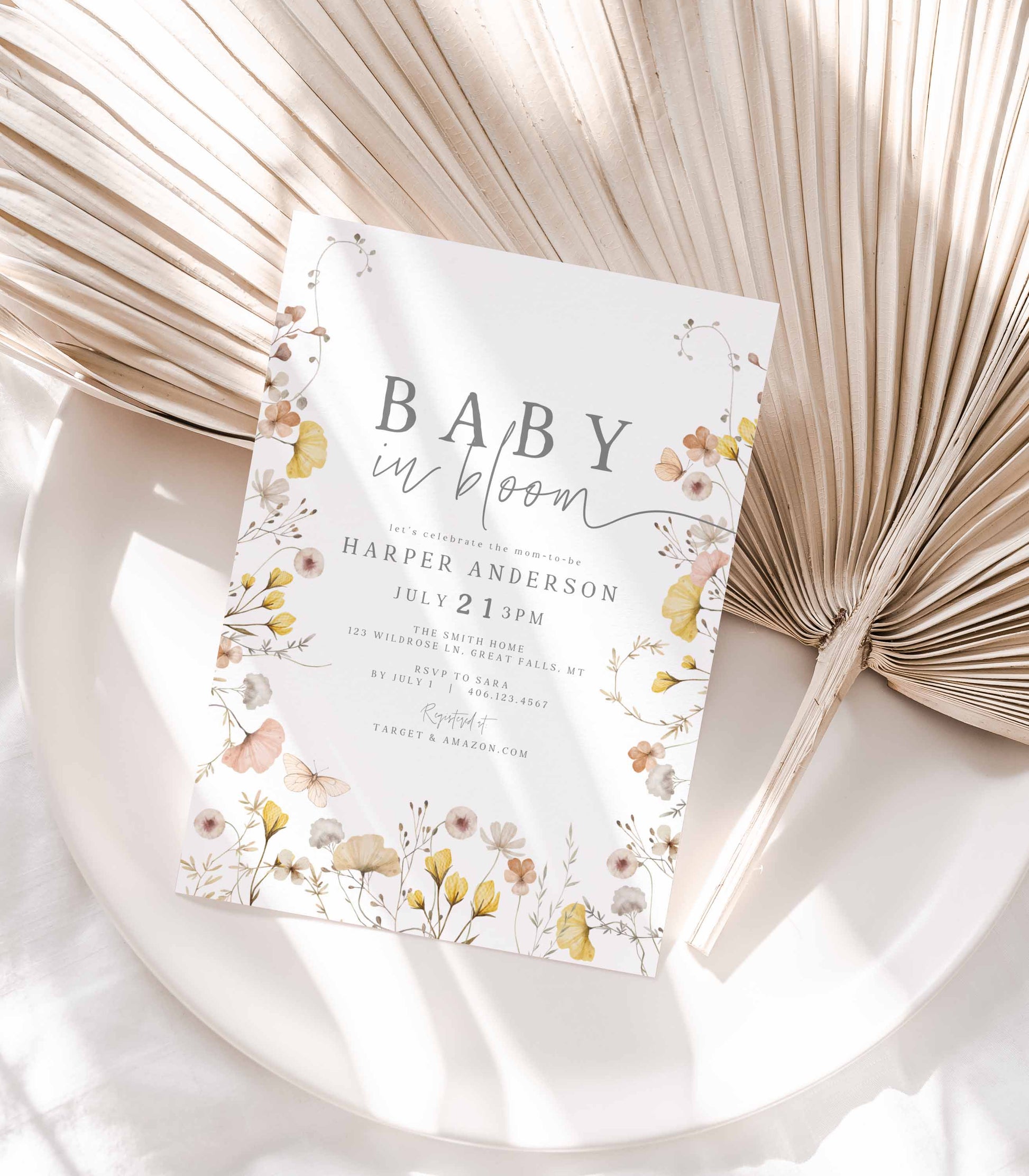 Baby In Bloom Baby Shower Invitation Template - High Peaks Studios
