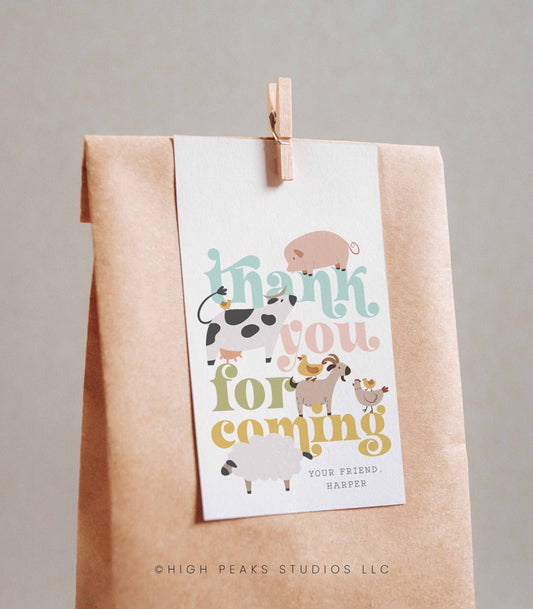 Modern Farm Birthday Favor Tags - High Peaks Studios