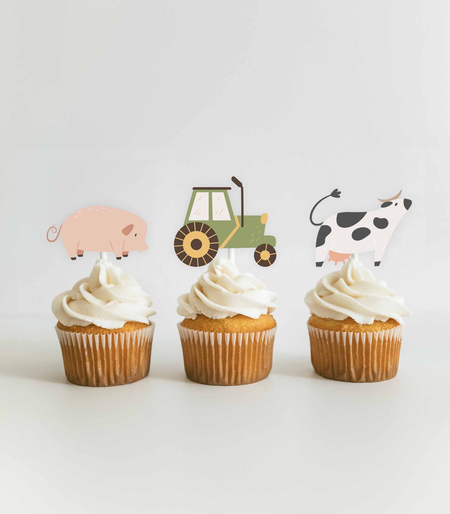 Modern Farm Birthday Cupcake Toppers