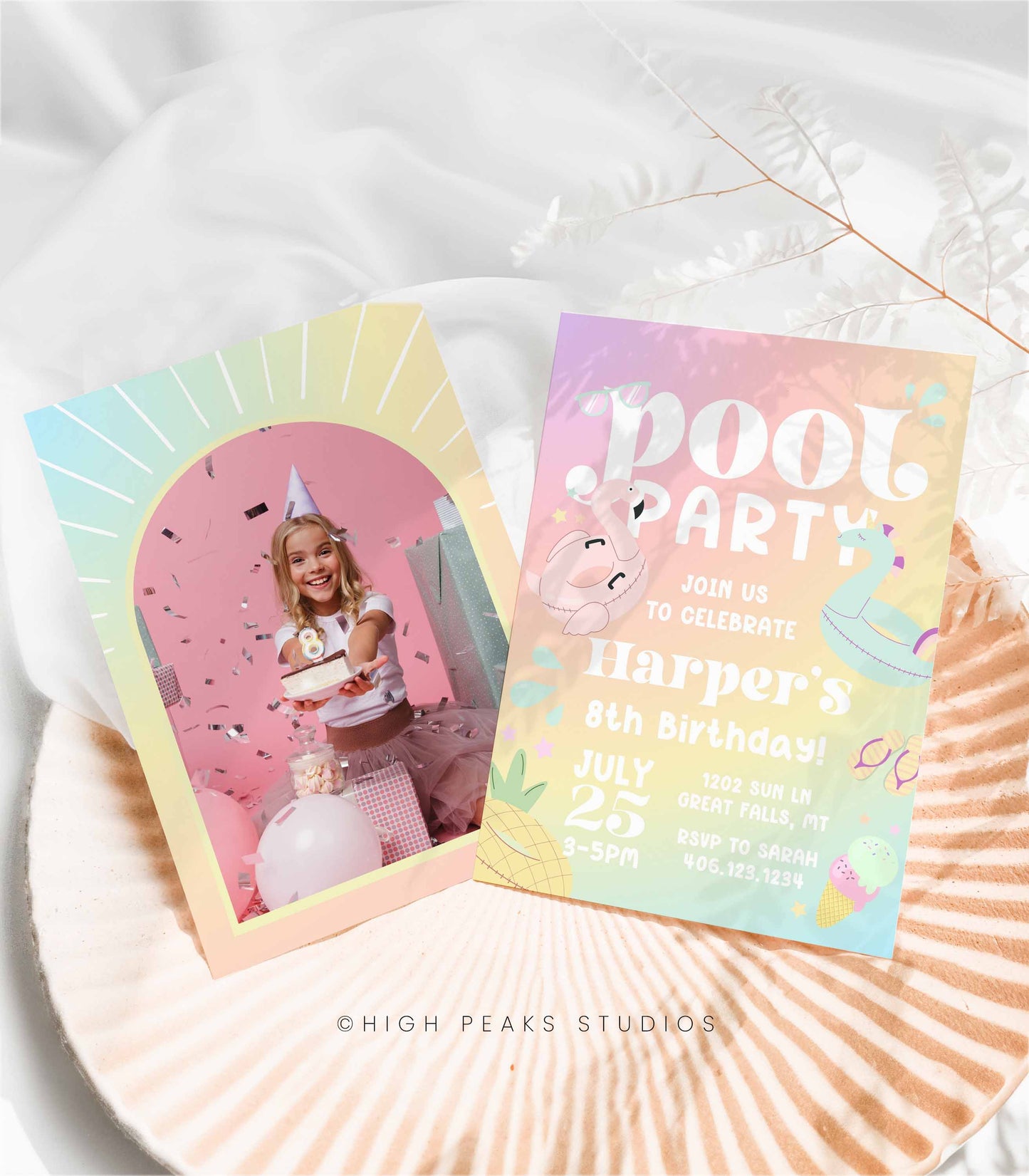 Summer Pool Birthday Party Invitation - High Peaks Studios