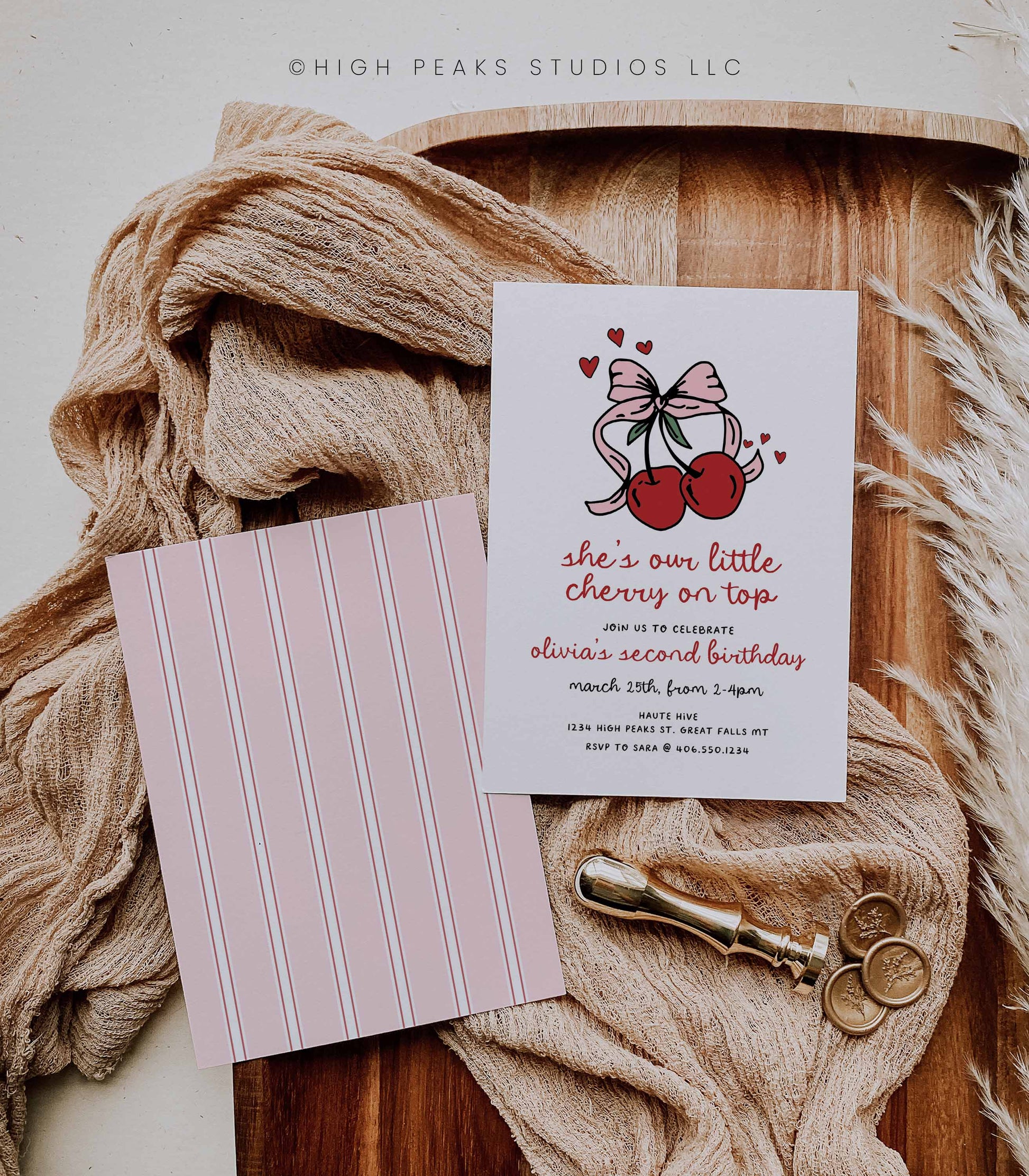 Cherry On Top Birthday Invitation by High Peaks Studios