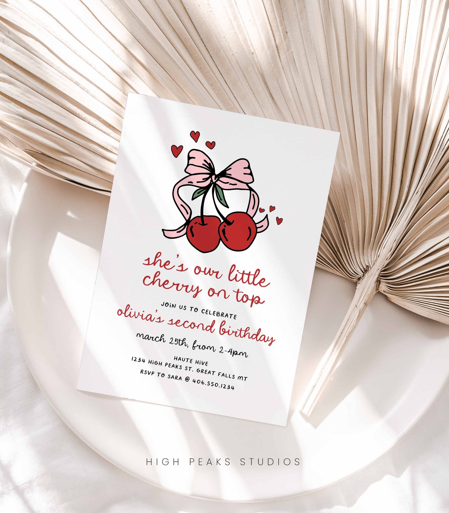 Cherry On Top Birthday Invitation by High Peaks Studios