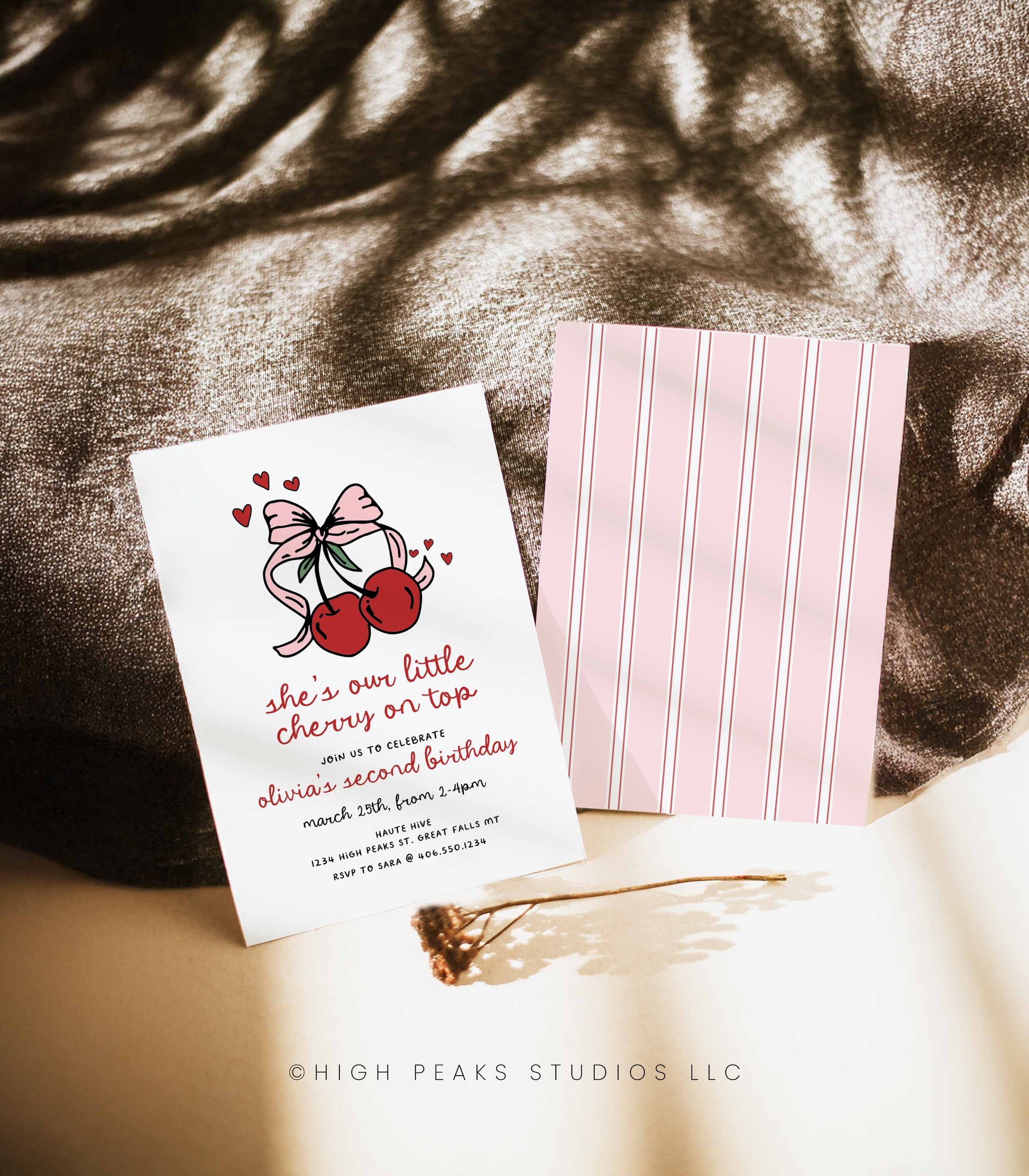 Cherry On Top Birthday Invitation by High Peaks Studios