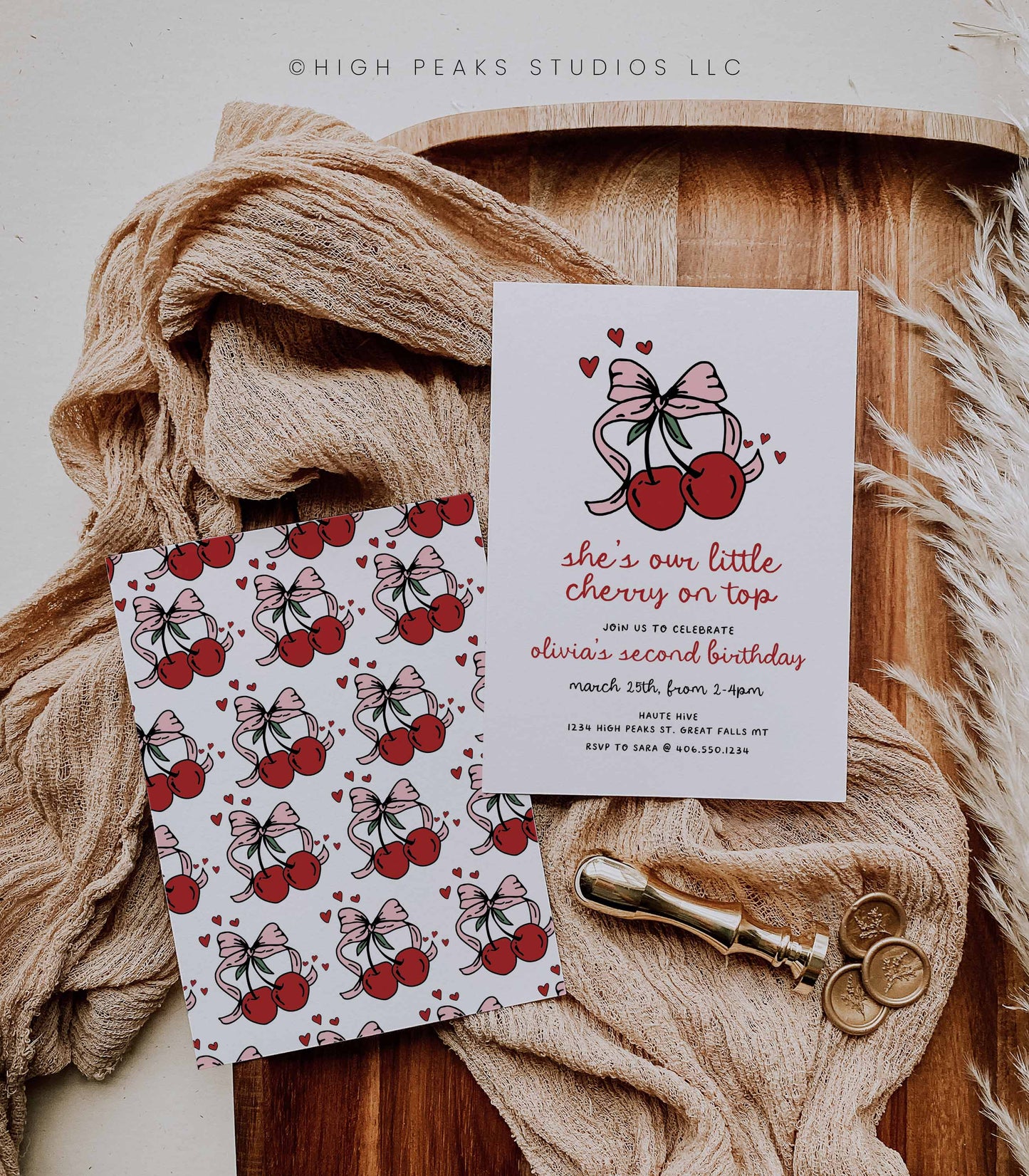 Cherry On Top Birthday Invitation by High Peaks Studios
