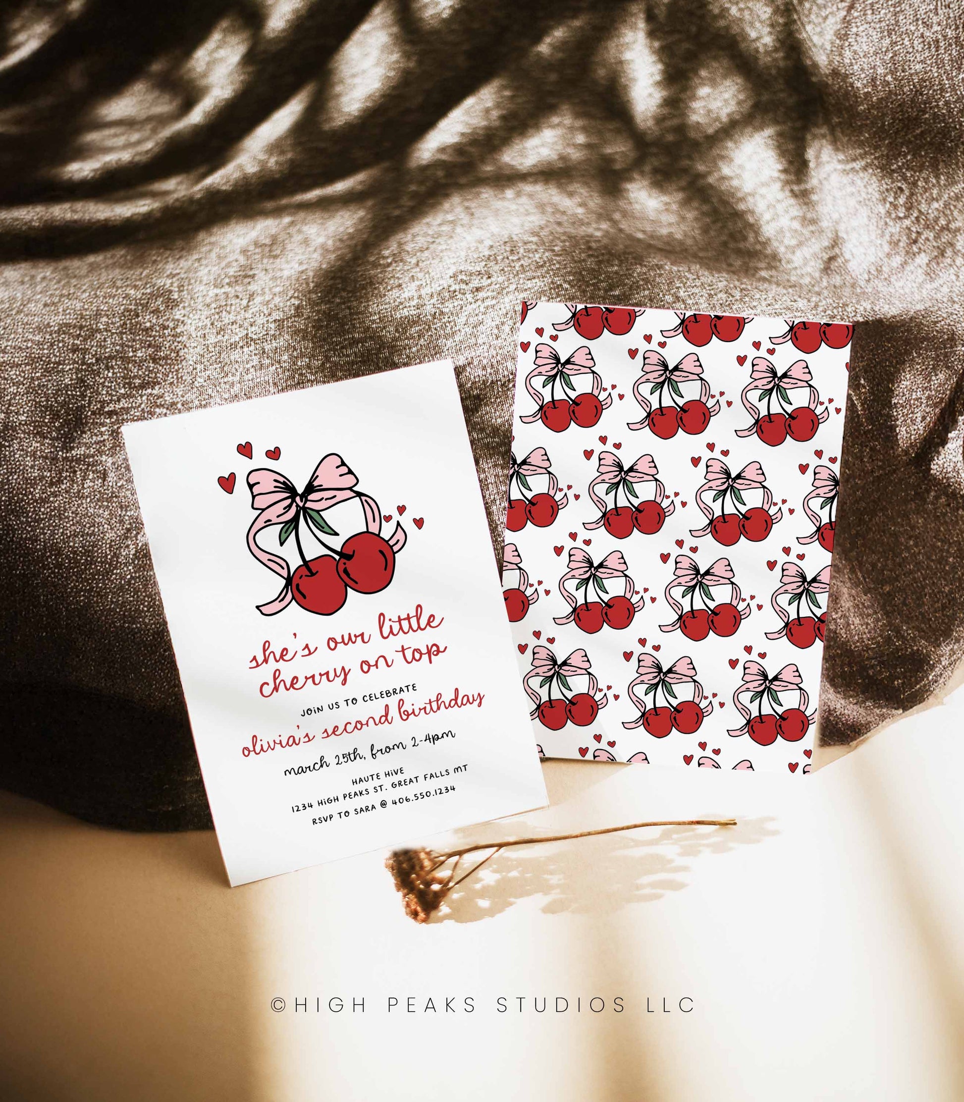Cherry On Top Birthday Invitation by High Peaks Studios