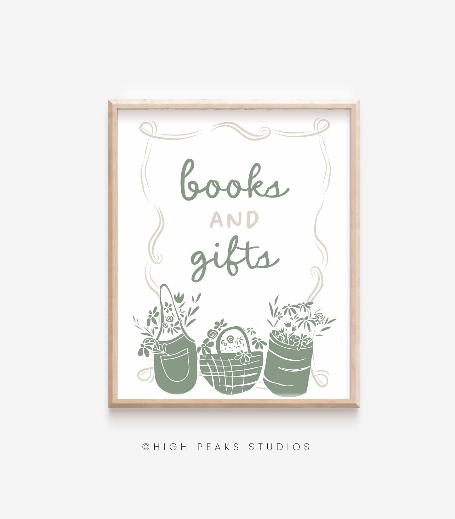 Books and Gifts Sign - Flower Market Printable Designed By High Peaks Studios