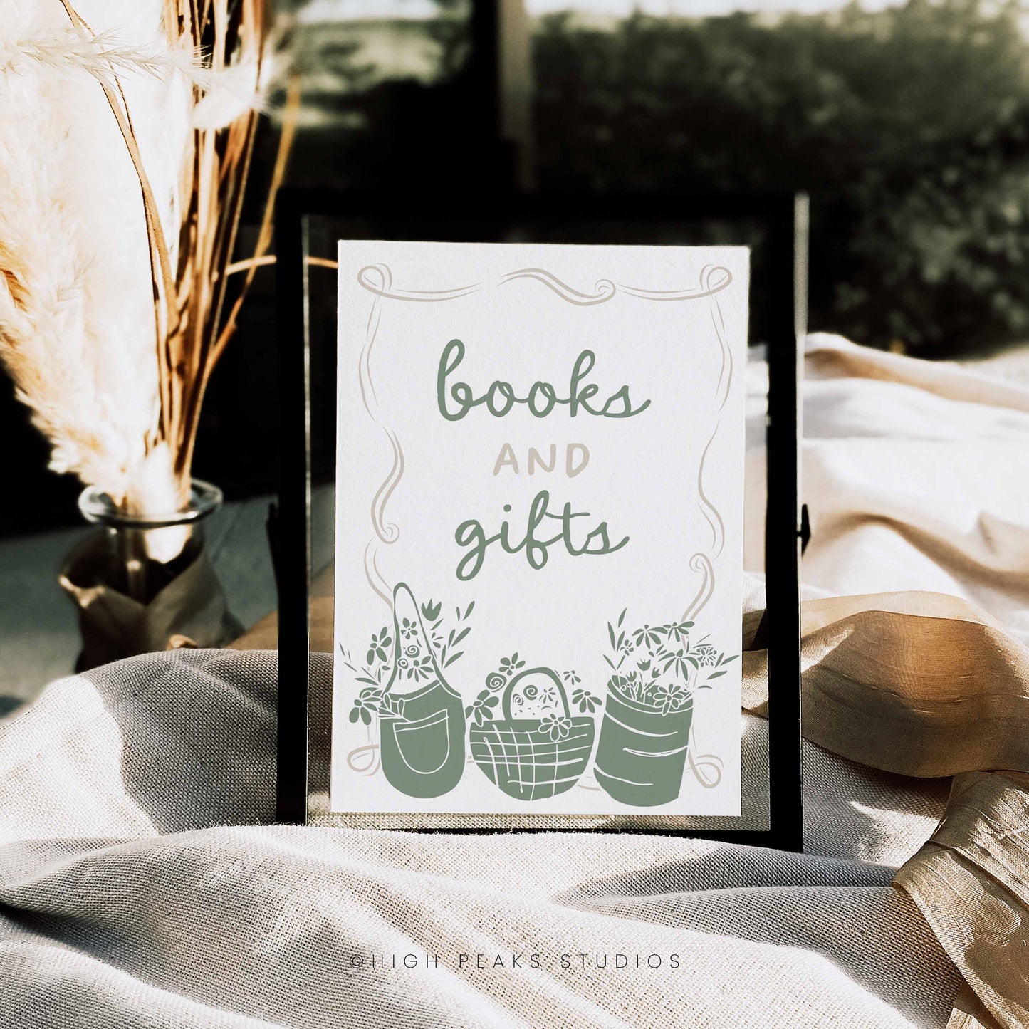Books and Gifts Sign - Flower Market Printable Designed By High Peaks Studios