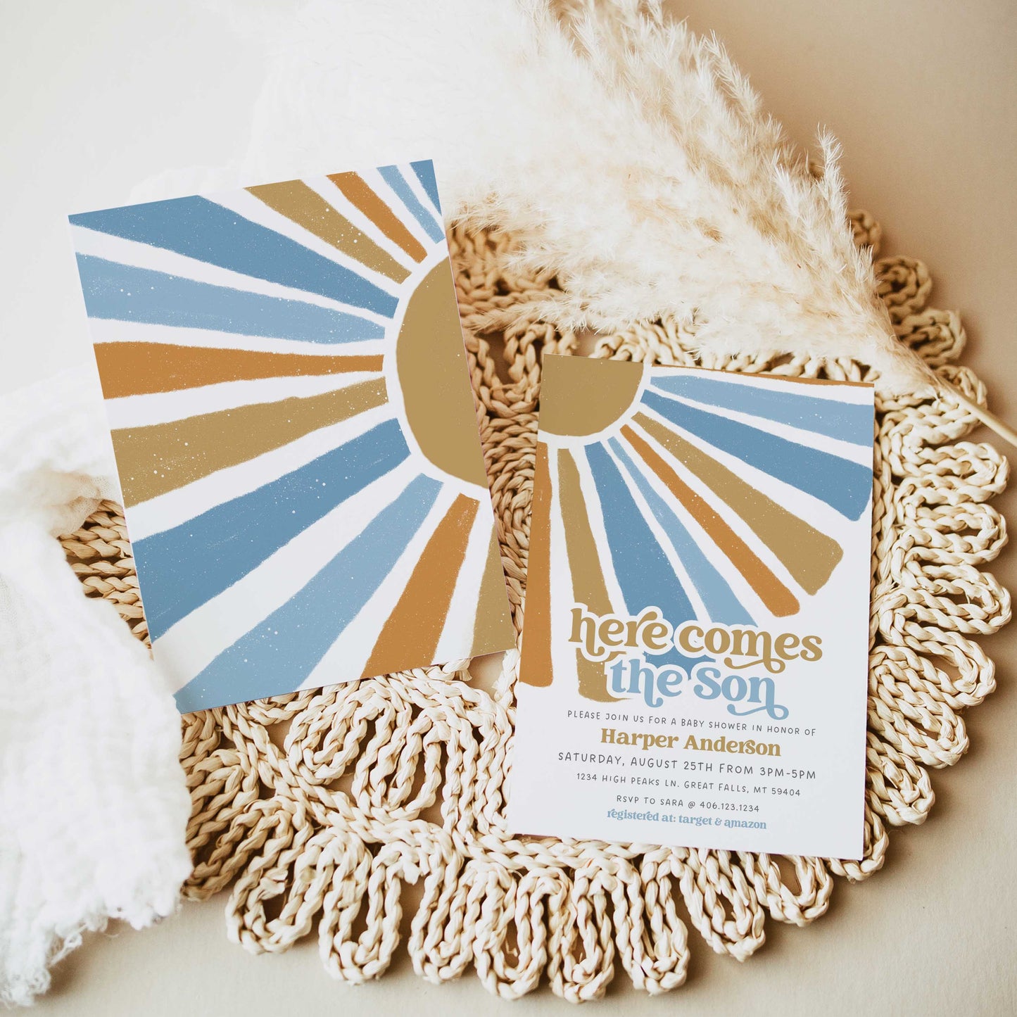 Here Comes The Son Baby Shower Invitation by High Peaks Studios