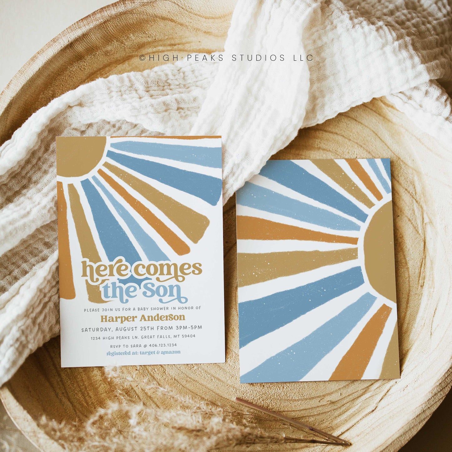 Here Comes The Son Baby Shower Invitation by High Peaks Studios