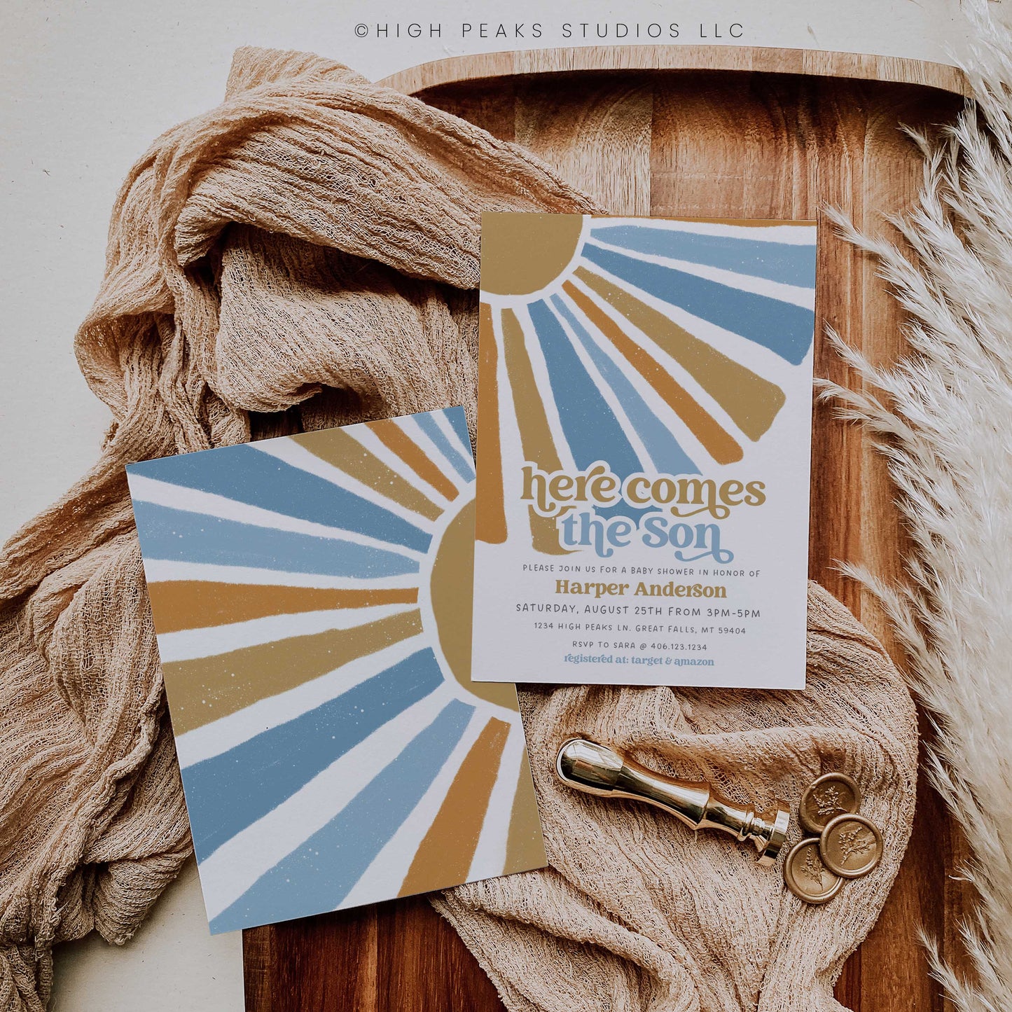 Here Comes The Son Baby Shower Invitation by High Peaks Studios