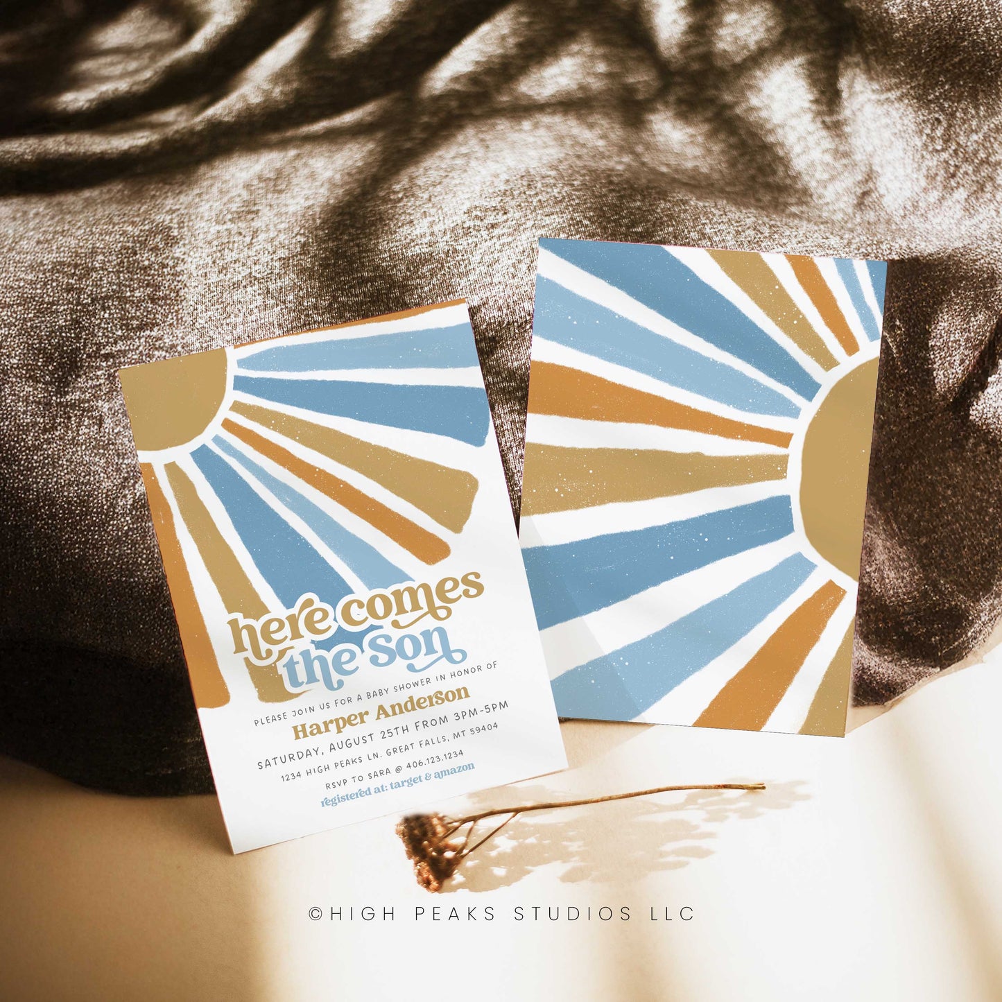 Here Comes The Son Baby Shower Invitation by High Peaks Studios