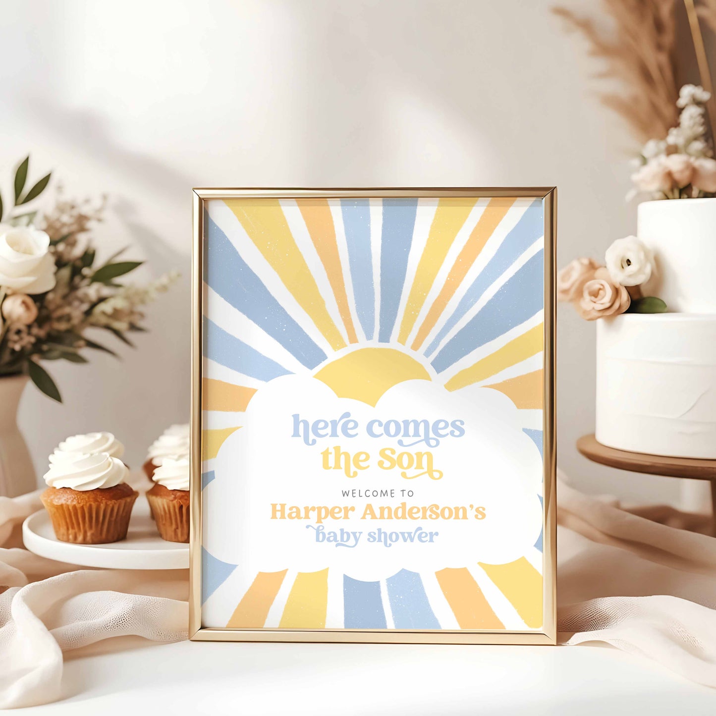 Here Comes the Son Baby Shower Welcome Sign Printable Template