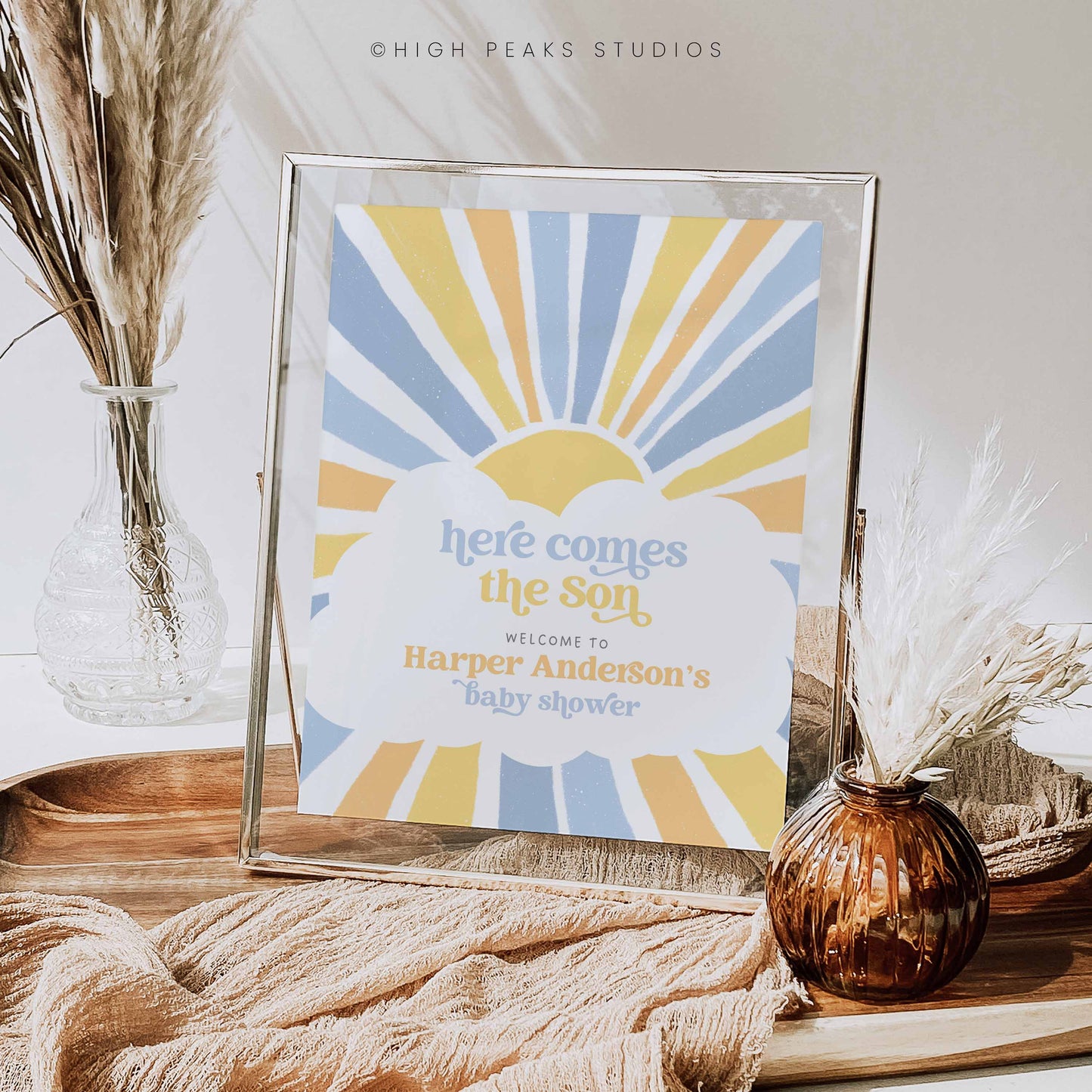 Here Comes the Son Baby Shower Welcome Sign Printable Template