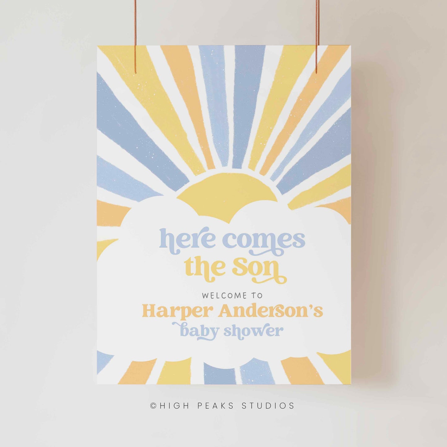 Here Comes the Son Baby Shower Welcome Sign Printable Template
