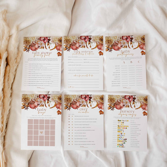 Editable Apple Baby Shower Game Bundle Set By High Peaks Studios