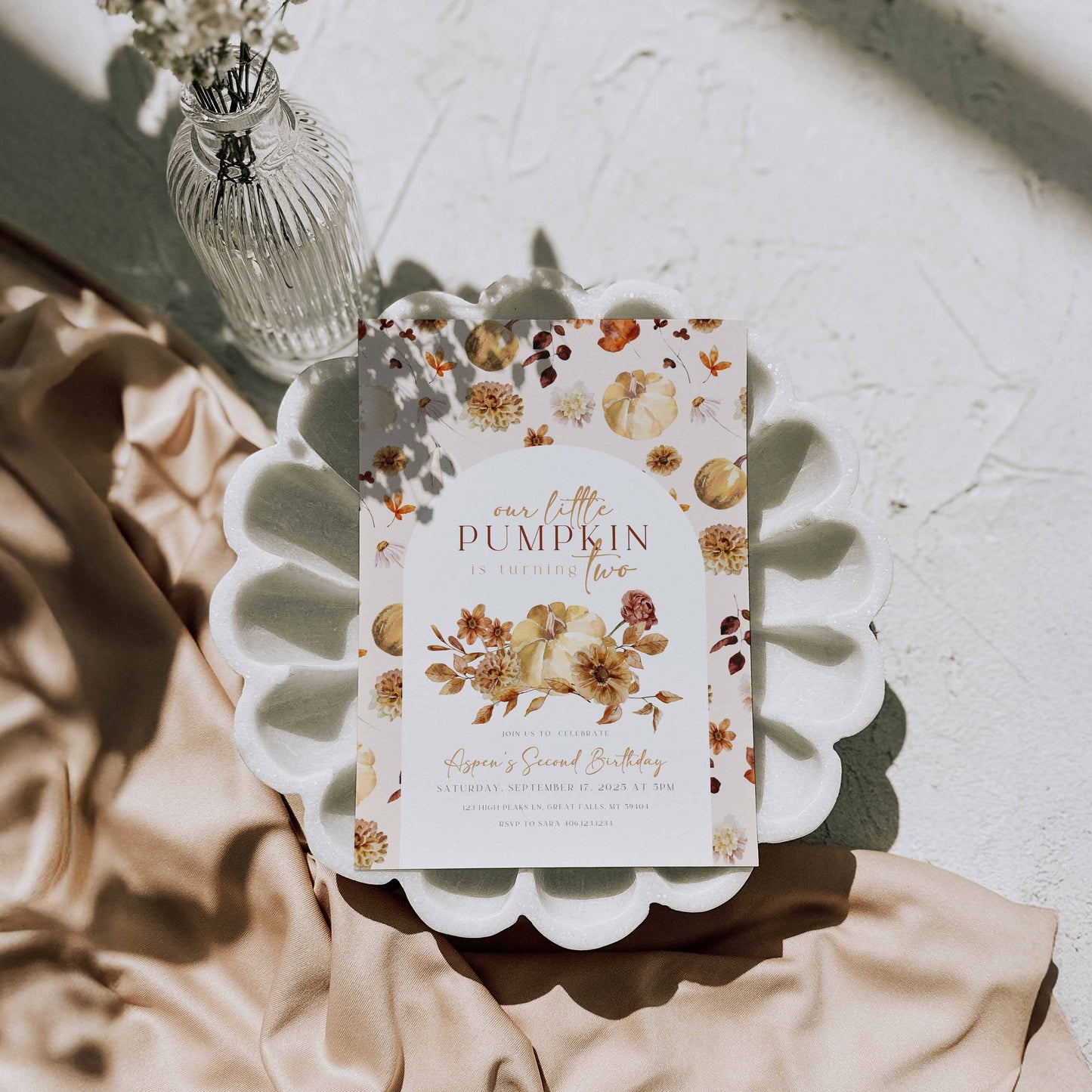 Editable Our Little Pumpkin Invitation