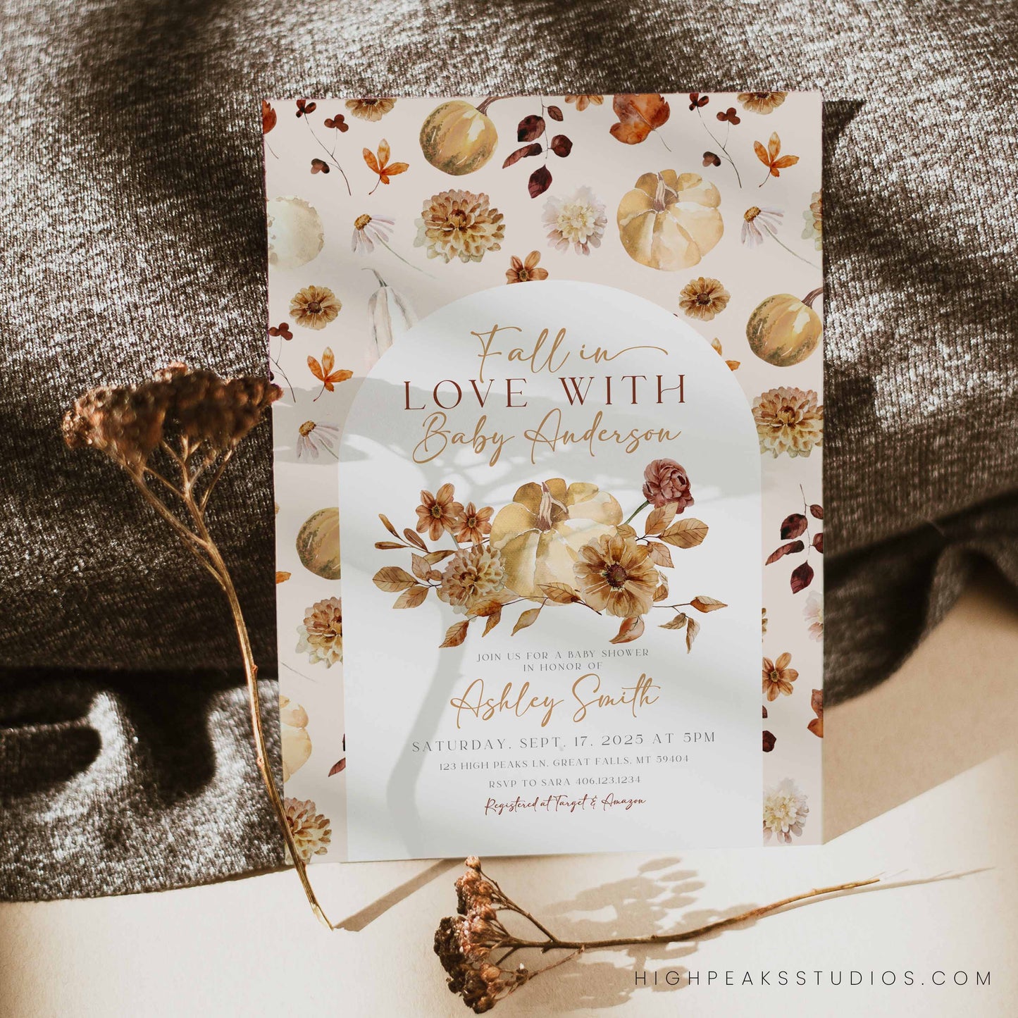 Boho Fall In Love With Baby, Baby Shower Invitation Template by High Peaks Studios