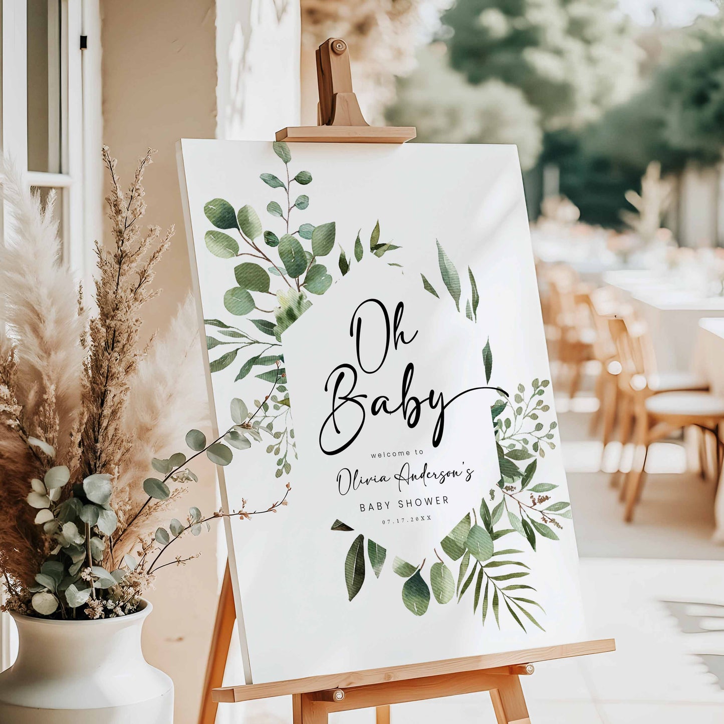 EDITABLE, Greenery Baby Shower Welcome Sign By High Peaks Studios