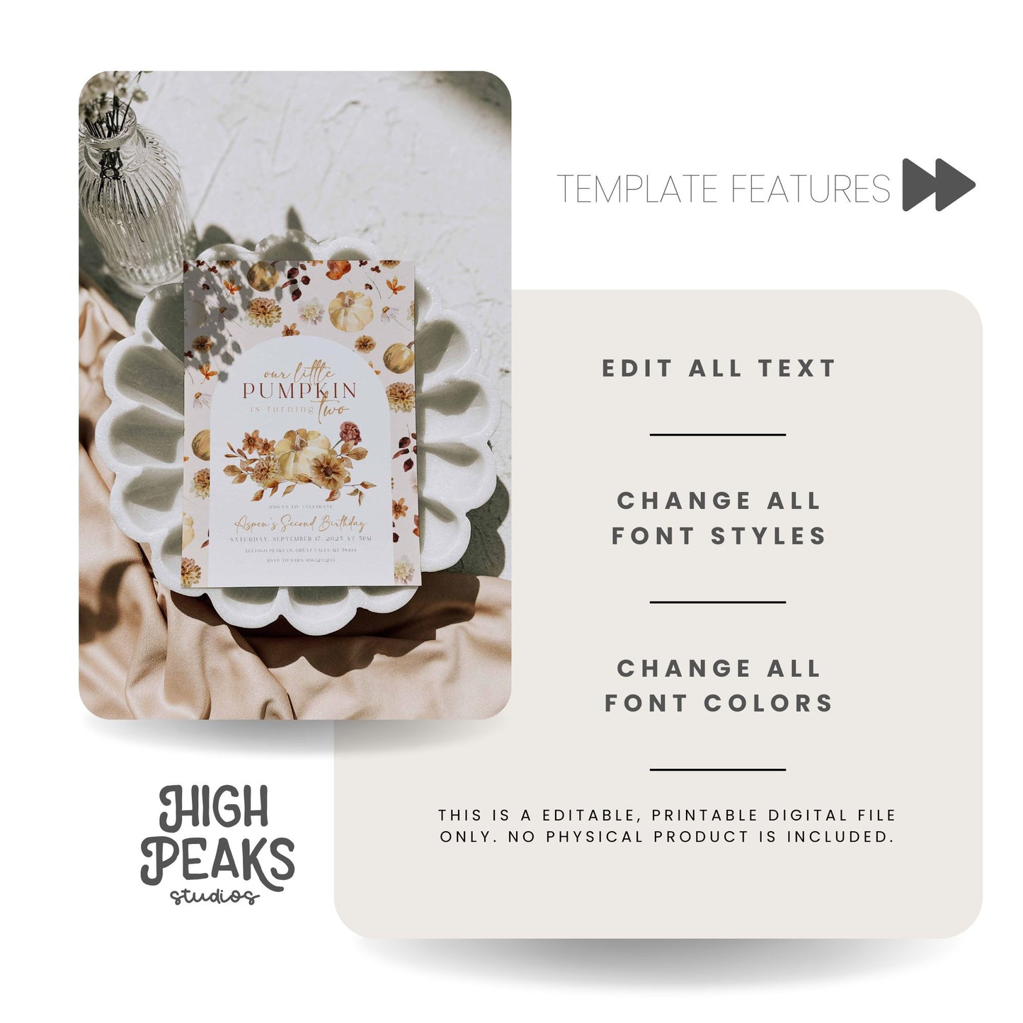 Editable Our Little Pumpkin Invitation