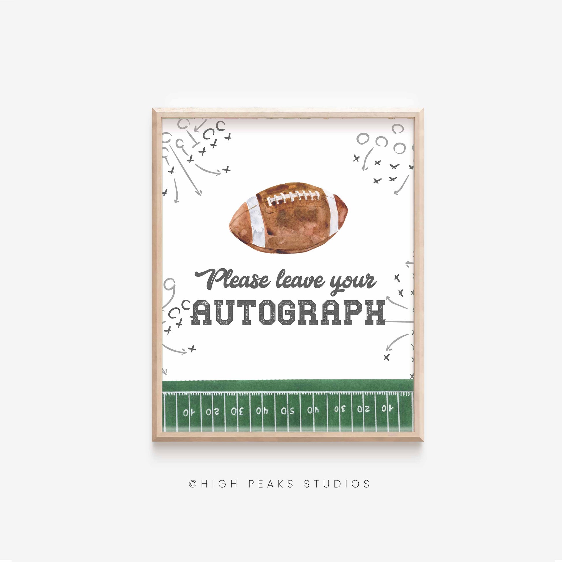 Football Autograph Guest Book Party Sign Printable by High Peaks Studios