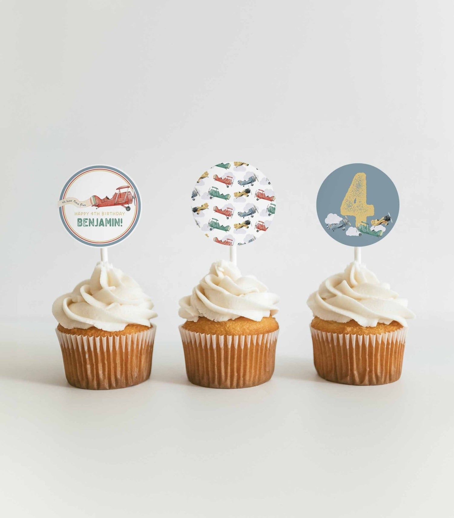 Airplane Party Cupcake Topper Printables - High Peaks Studios