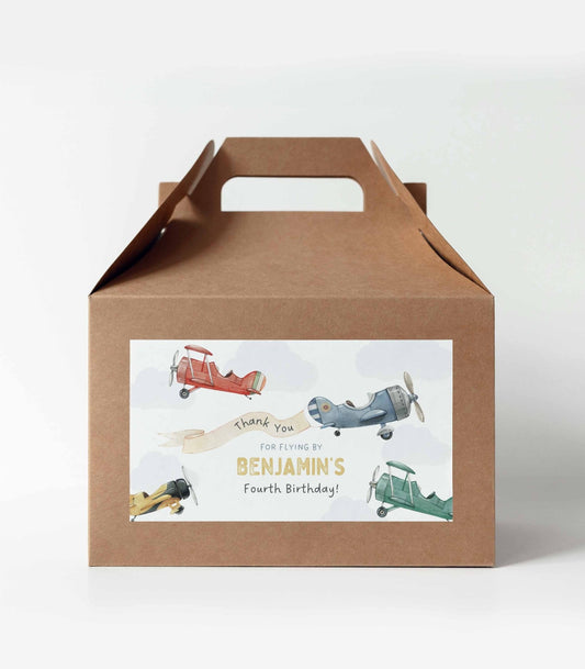 Airplane Party Gift Box Labels - High Peaks Studios