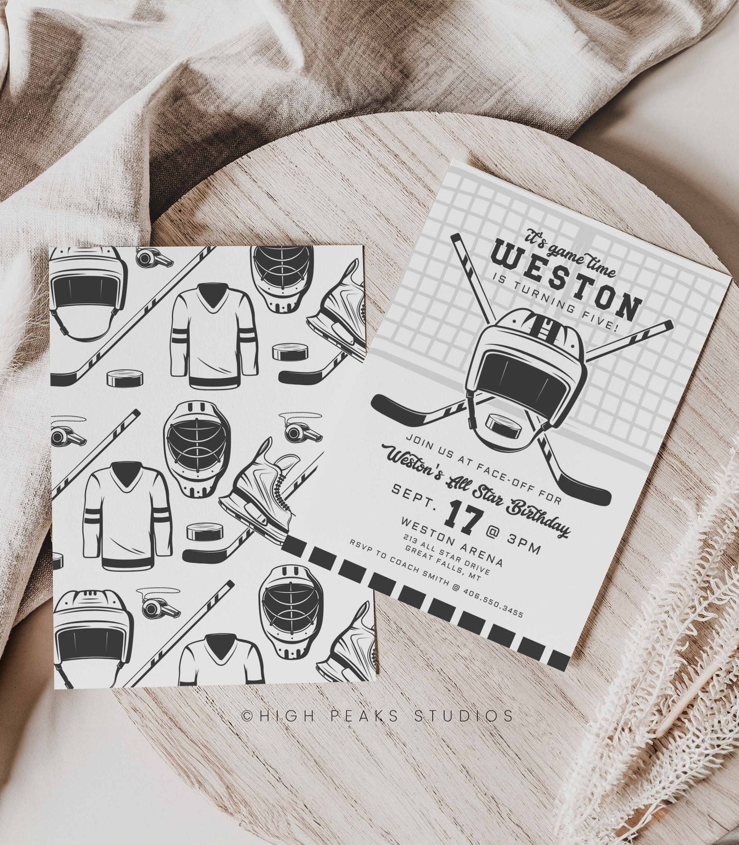Hockey Birthday Invitation Template - High Peaks Studios