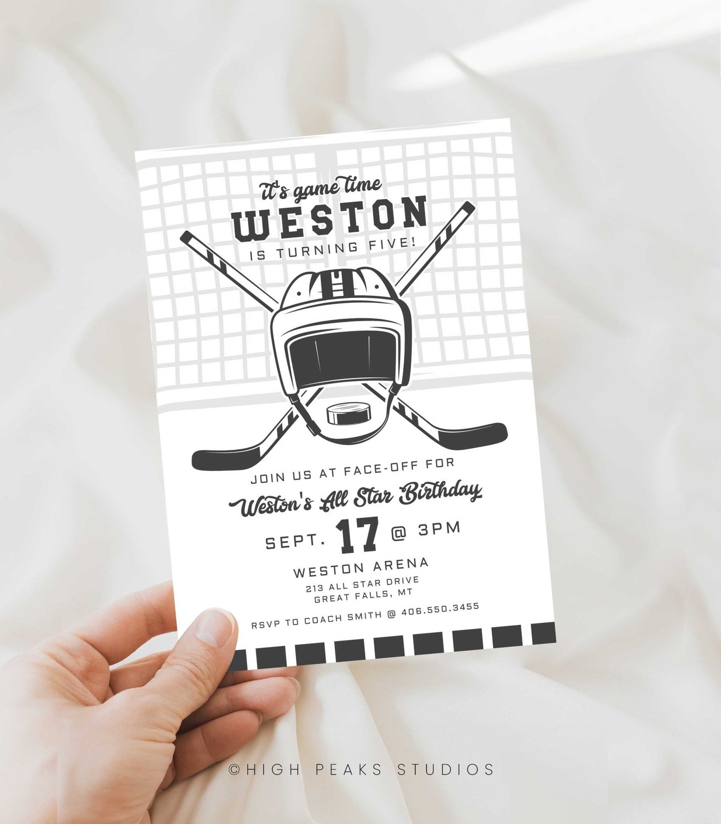 Hockey Birthday Invitation Template - High Peaks Studios