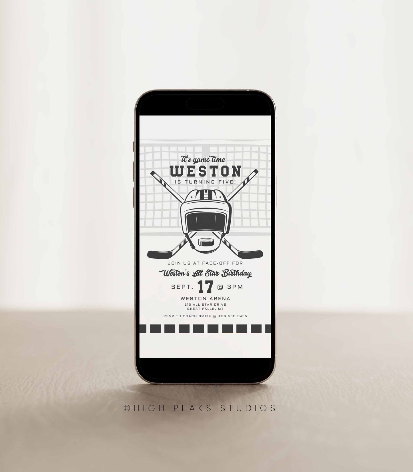 Hockey Birthday Invitation Template - High Peaks Studios