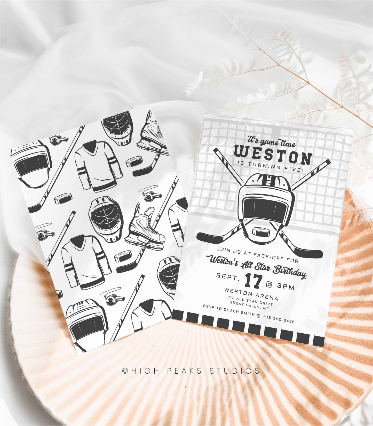 Hockey Birthday Invitation Template - High Peaks Studios