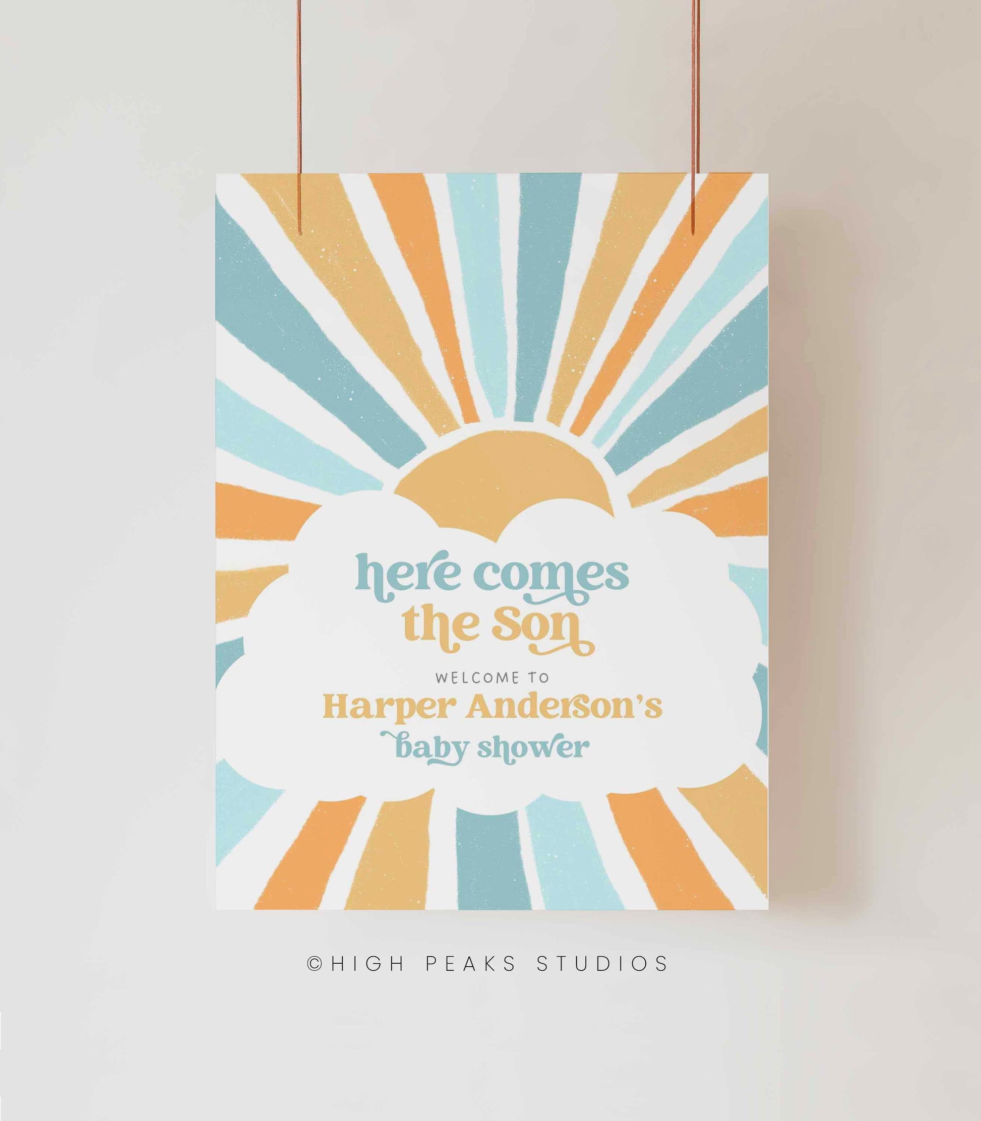 Here Comes the Son Baby Shower Welcome Sign by High Peaks Studios