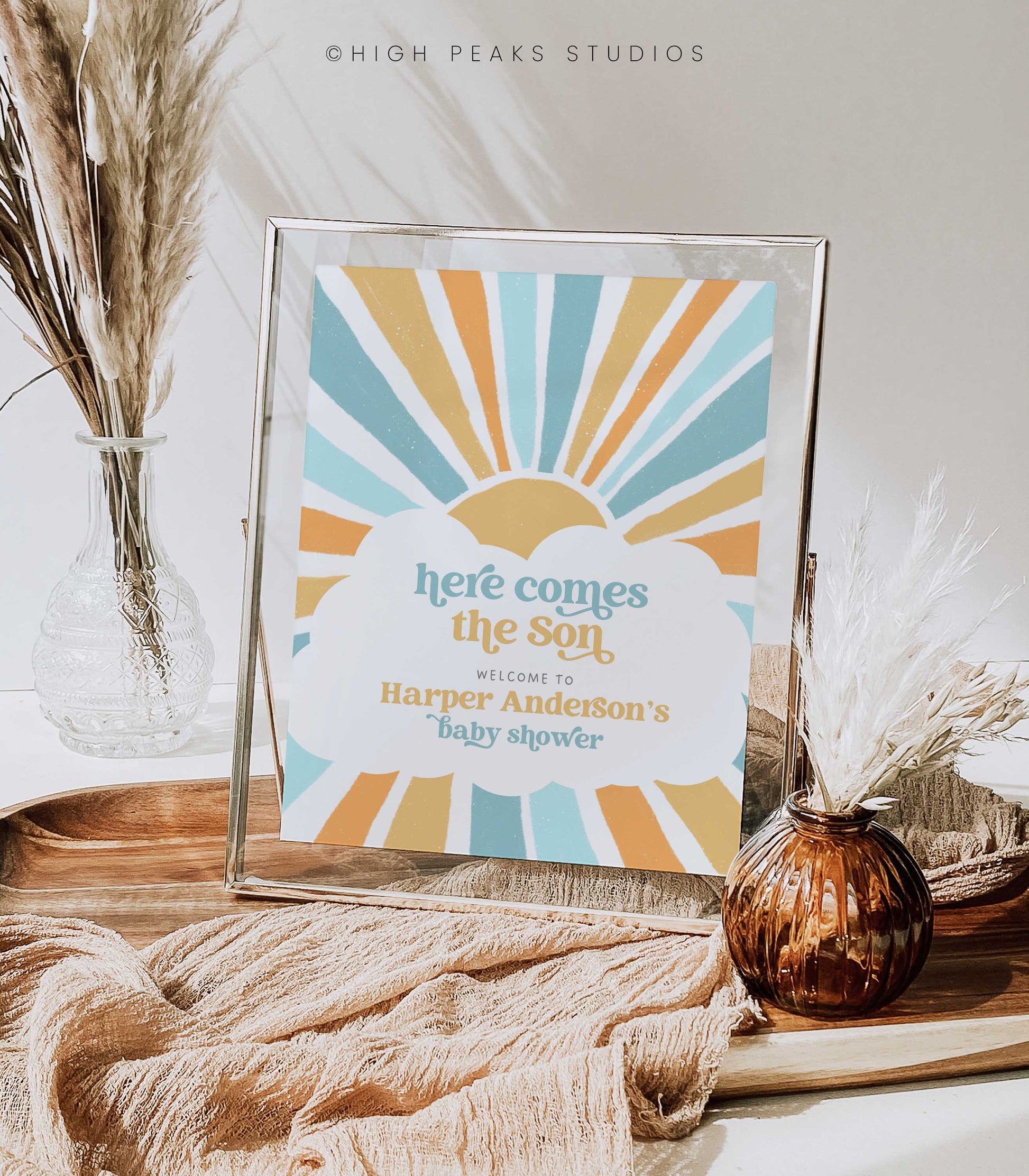 Here Comes the Son Baby Shower Welcome Sign by High Peaks Studios