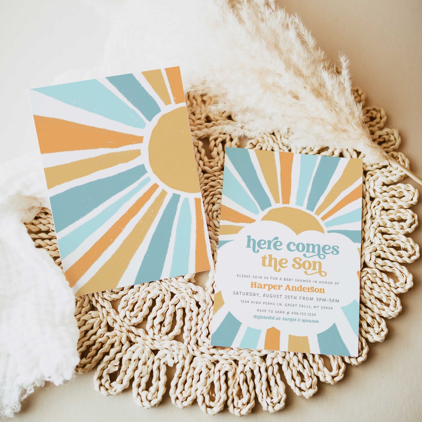Sonshine Baby Shower Invitation 3 Card Set by High Peaks Studios