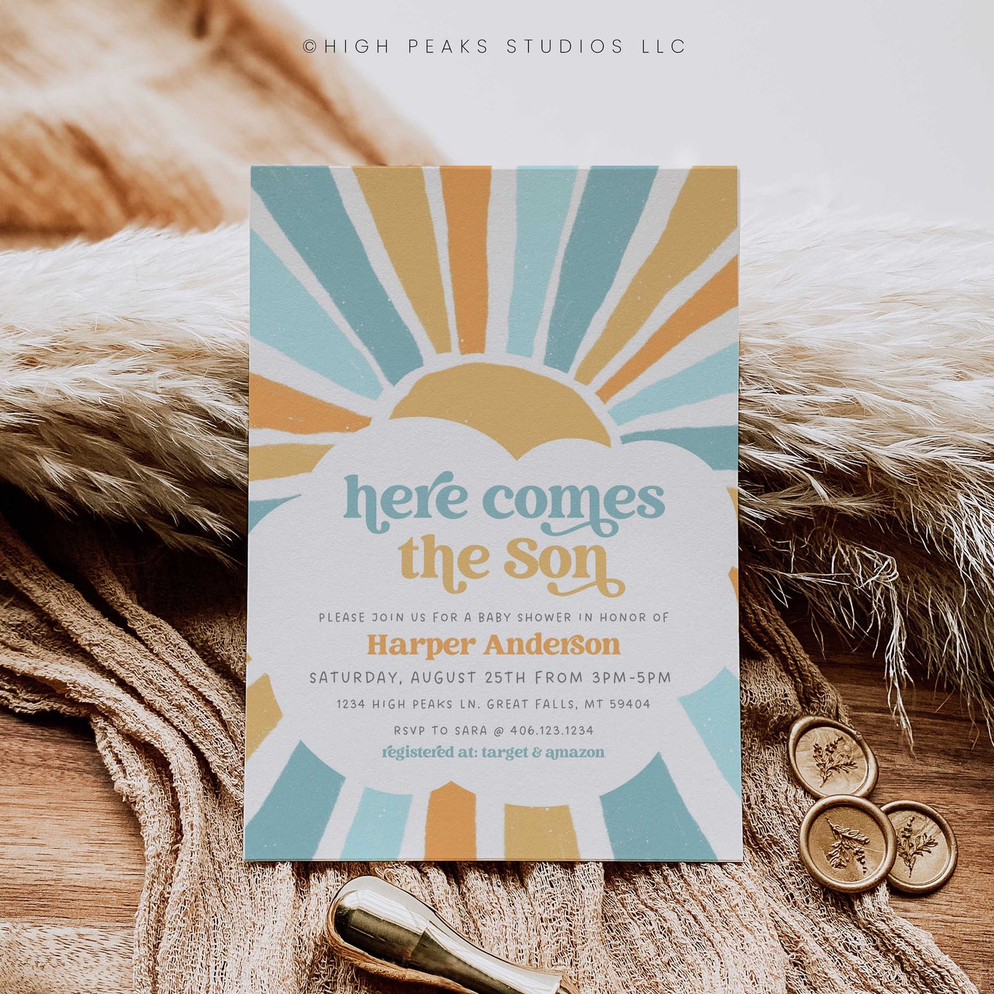 Sonshine Baby Shower Invitation by High Peaks Studios