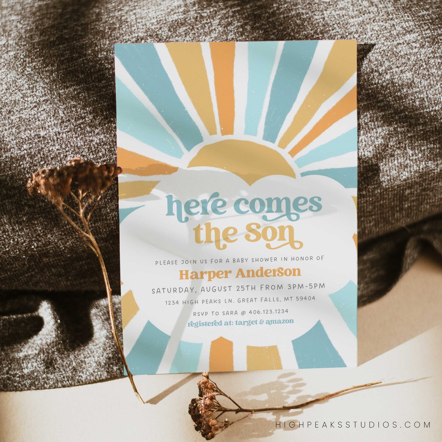 Sonshine Baby Shower Invitation by High Peaks Studios