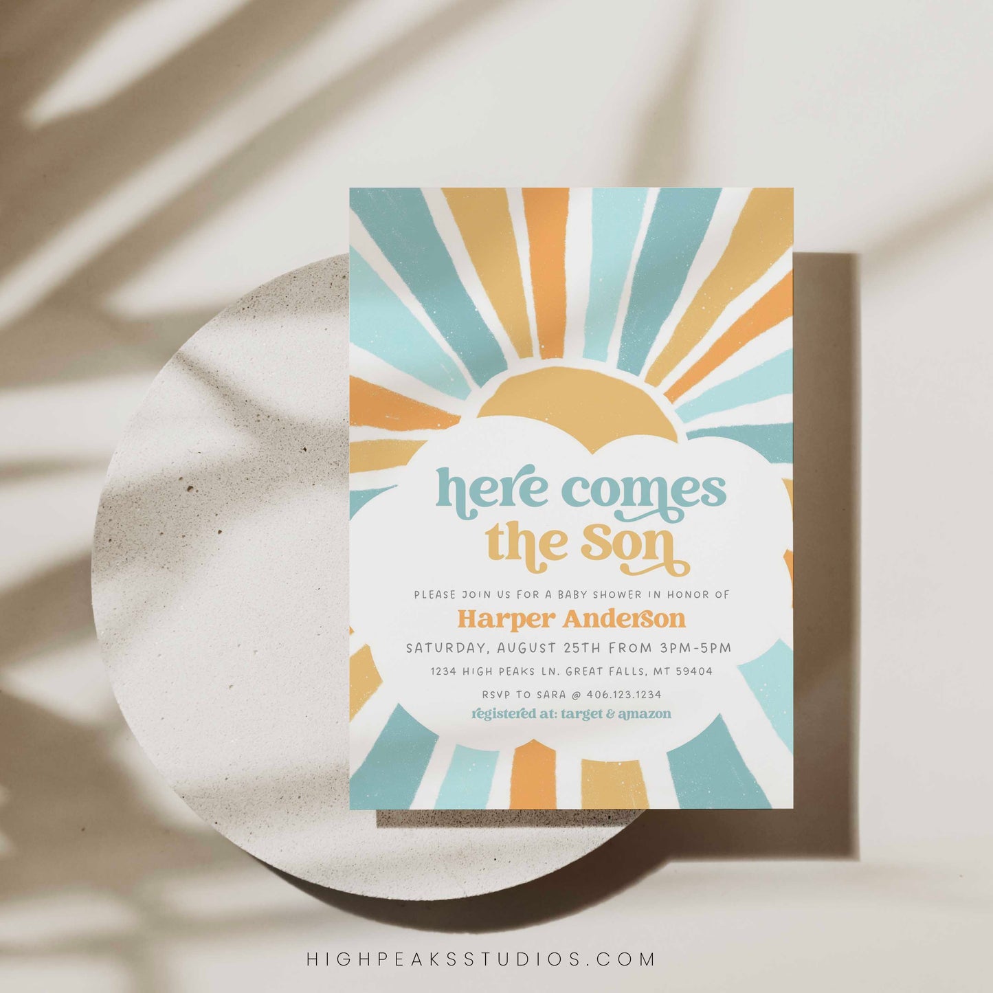 Sonshine Baby Shower Invitation by High Peaks Studios